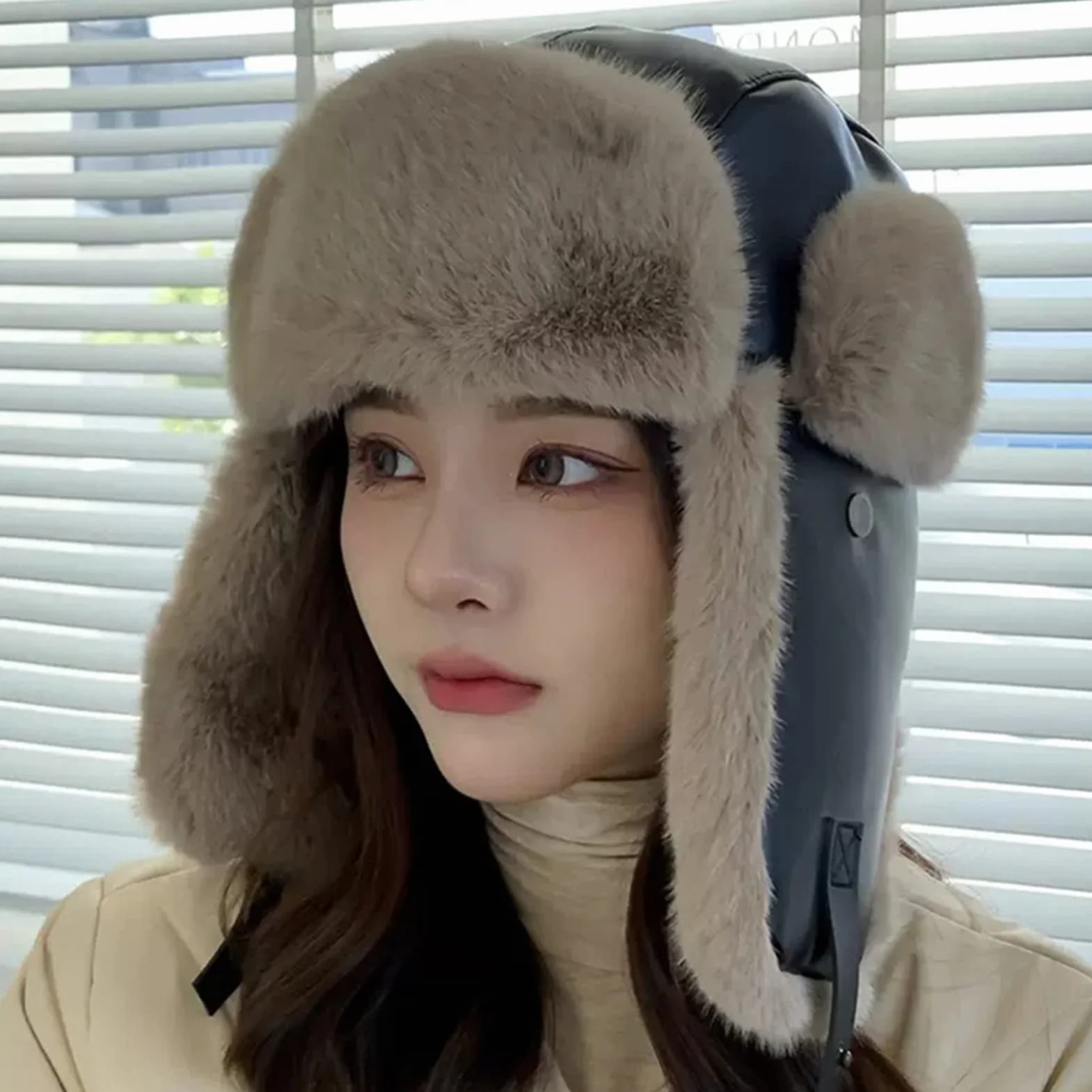 GIBZ Gorro de Aviador para Mujere Invierno Sombrero de Trampero con Orejeras Gorro Ruso de Piel