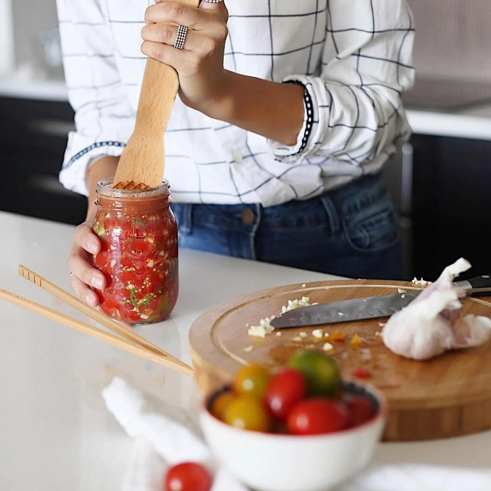 Accesorios de Fermentación, Pesas de Vidrio con Asa y Válvula para Chucrut, Kimchi