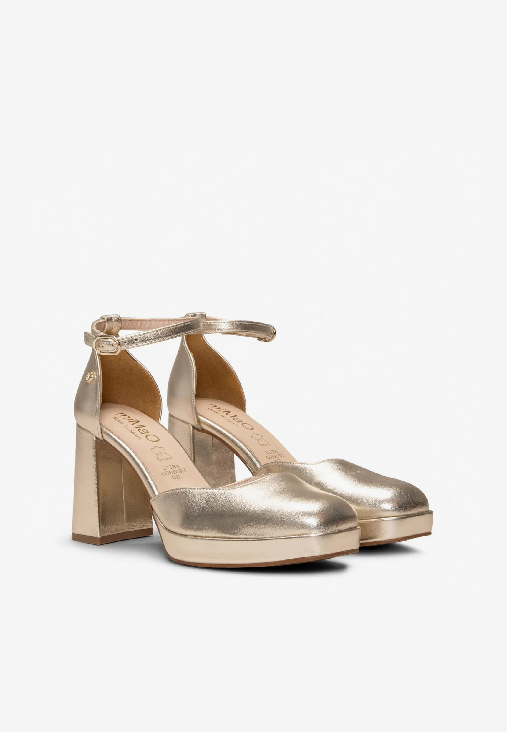 miMaO. Zapatos de Fiesta con Pulsera de tacón Alto y Ancho con Plataforma. Hecho en España