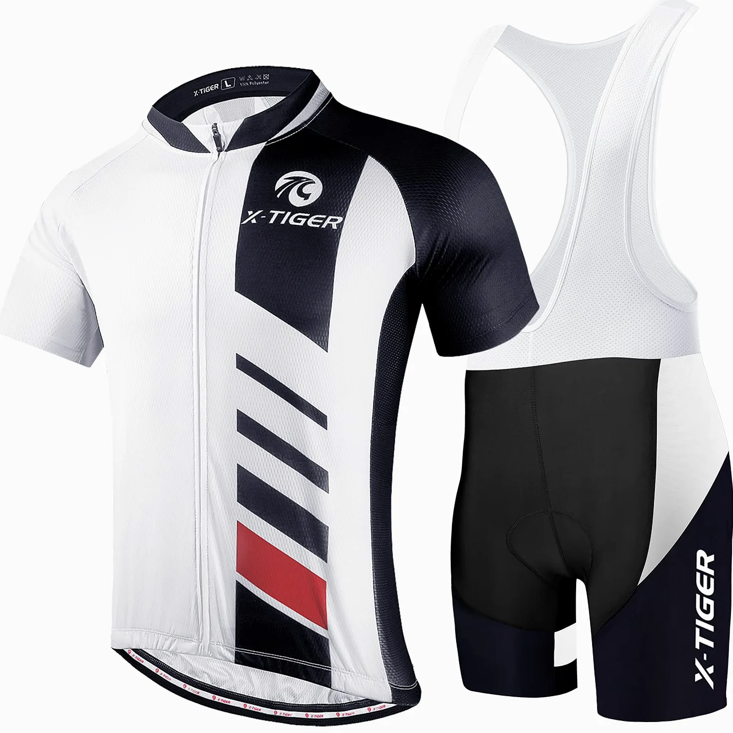 X-TIGER Hombres de Bicicleta con 5D Gel Acolchado MTB Ciclismo Maillots Tirantes Culotte Pantalones Cortos Culotes
