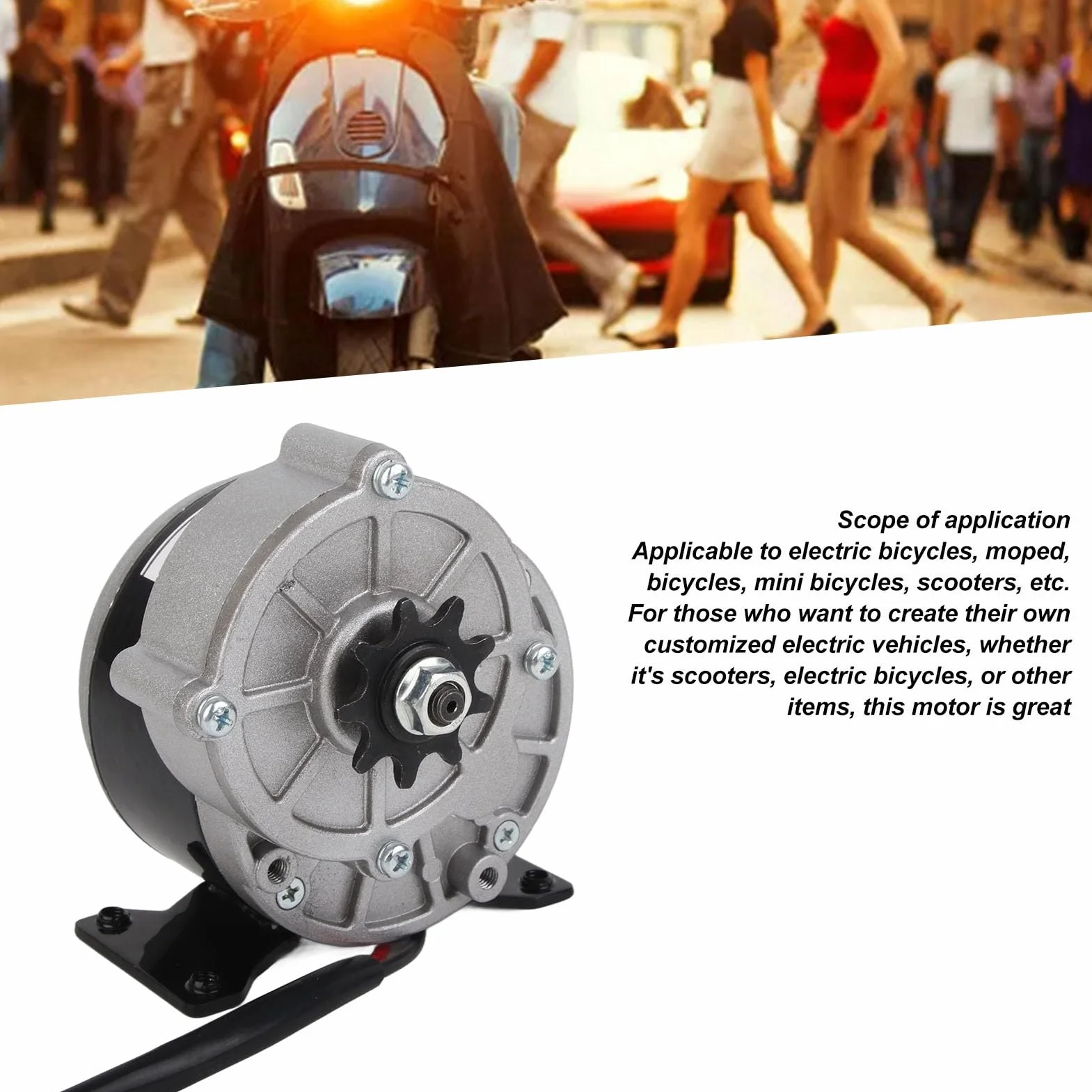 Motor Eléctrico de Reducción de Engranajes 24V 250W 3300RPM Piñón 13 Dientes