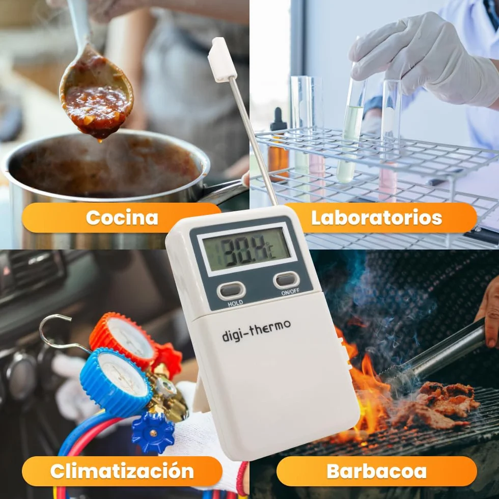Termómetro digital de mano con sonda -50º +300ºC para aire acondicionado, climatización, cocina