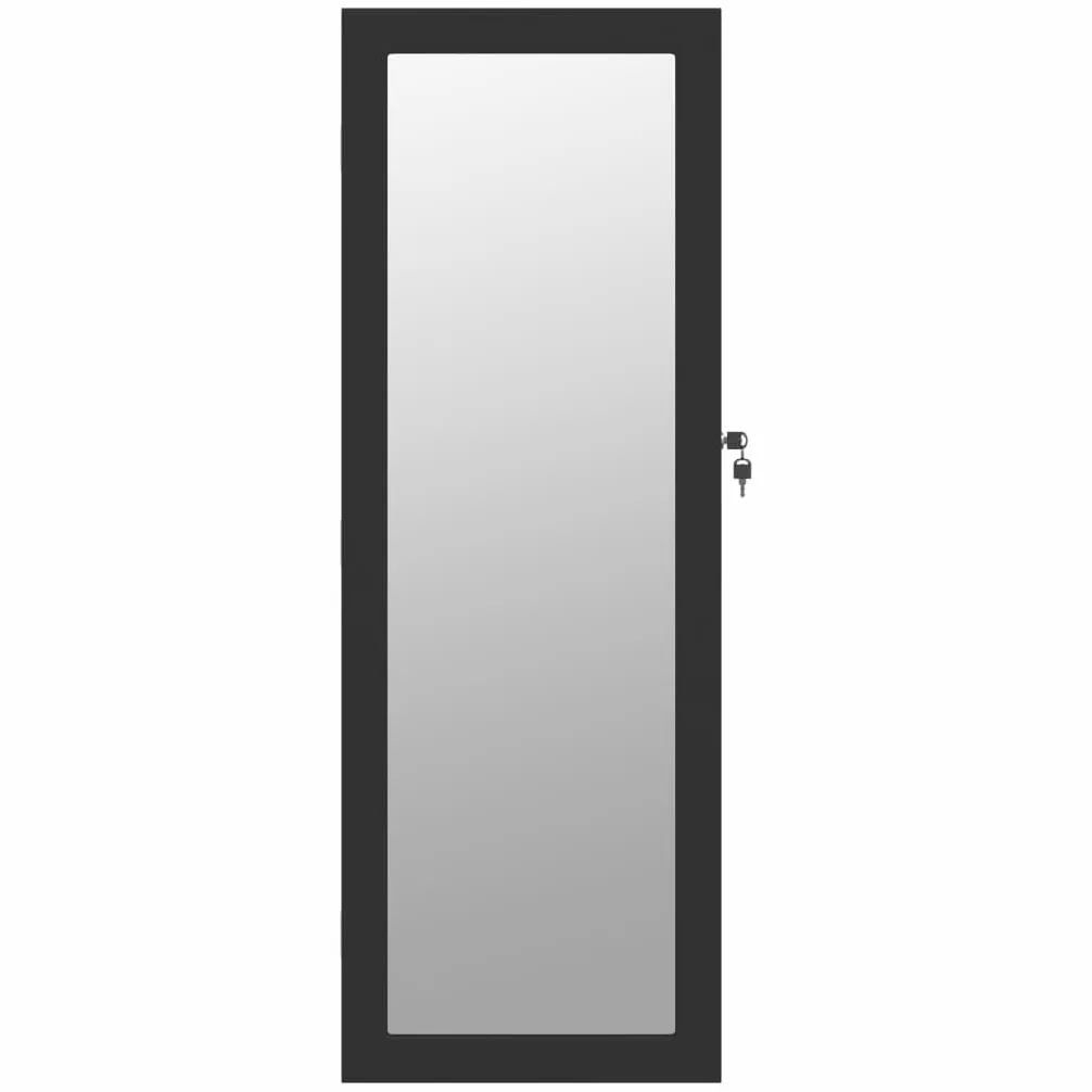Artículos para el hogar, armario de joyería con espejo con luces LED, montado en la pared, negro, muebles de traje