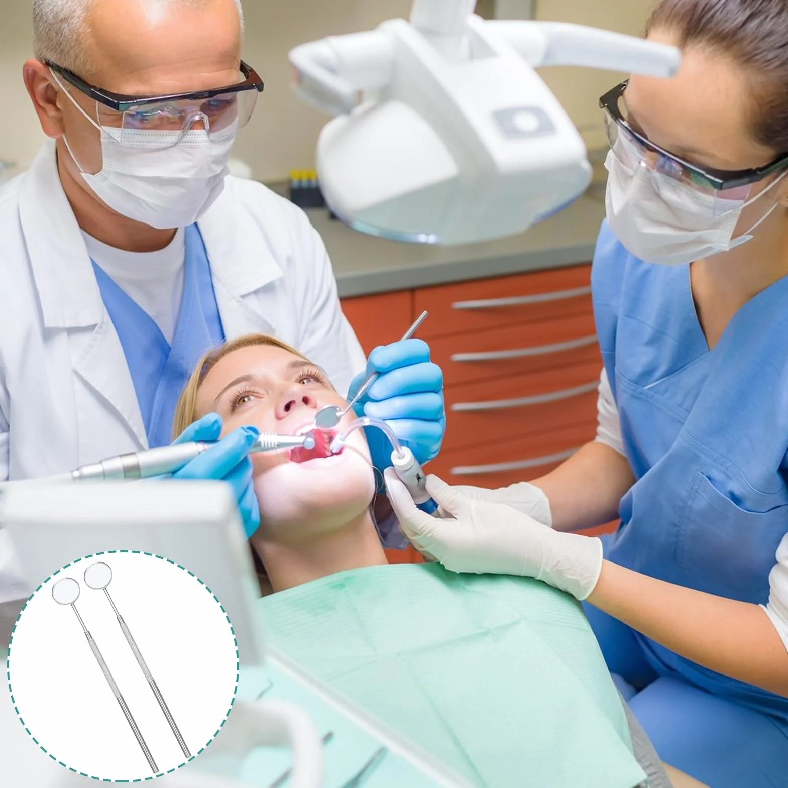 Espejo dental profesional de acero inoxidable Nº 5 autoclave