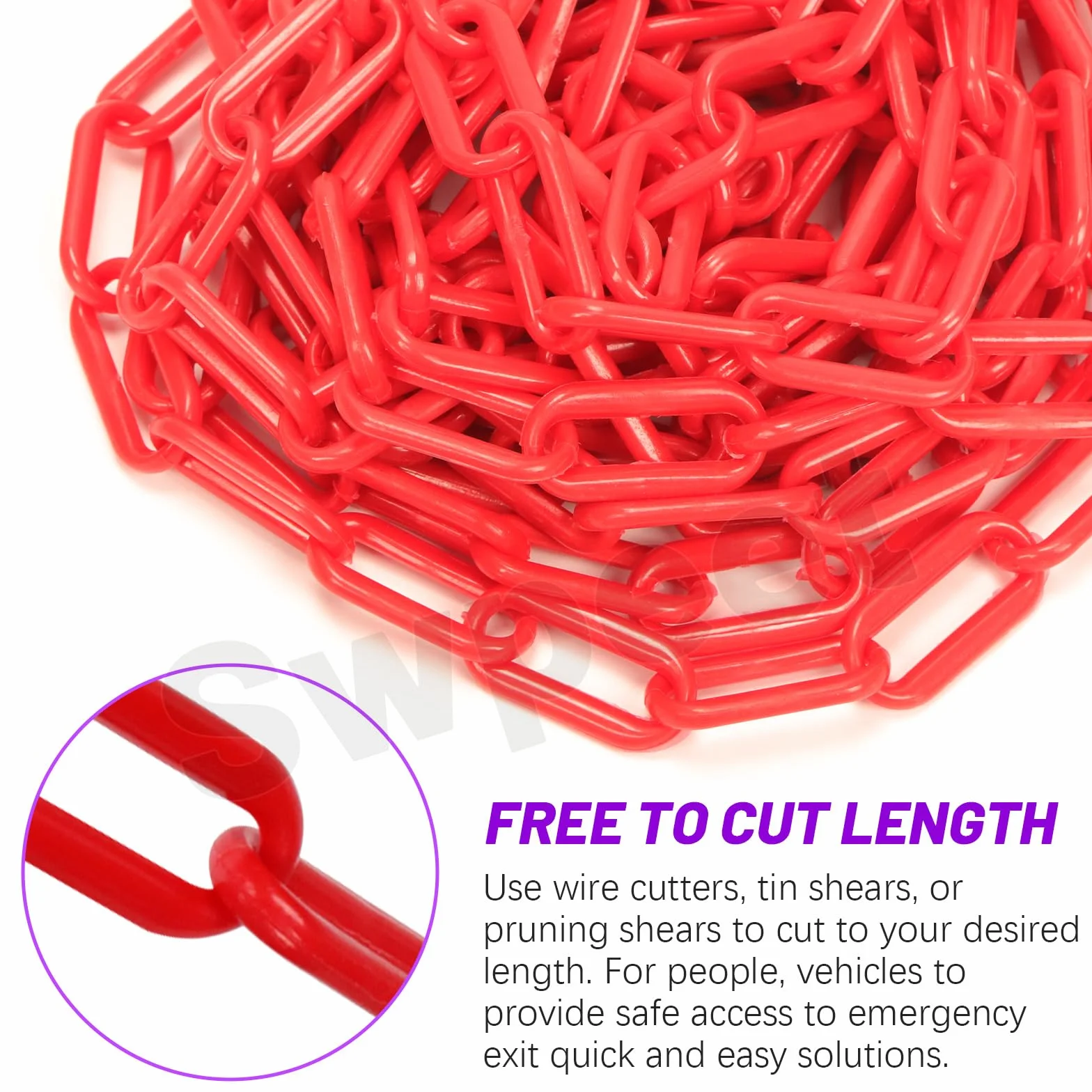 Swpeet Valla de Eslabones de Cadena de Plástico, Barrera para Control de Multitudes, Tráfico, Línea de Espera Rojo 21Pcs 5M x 6mm