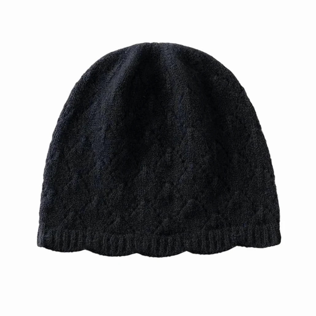 Gorros de lana para mujer, con textura hueca, gorros de invierno cálidos y suaves
