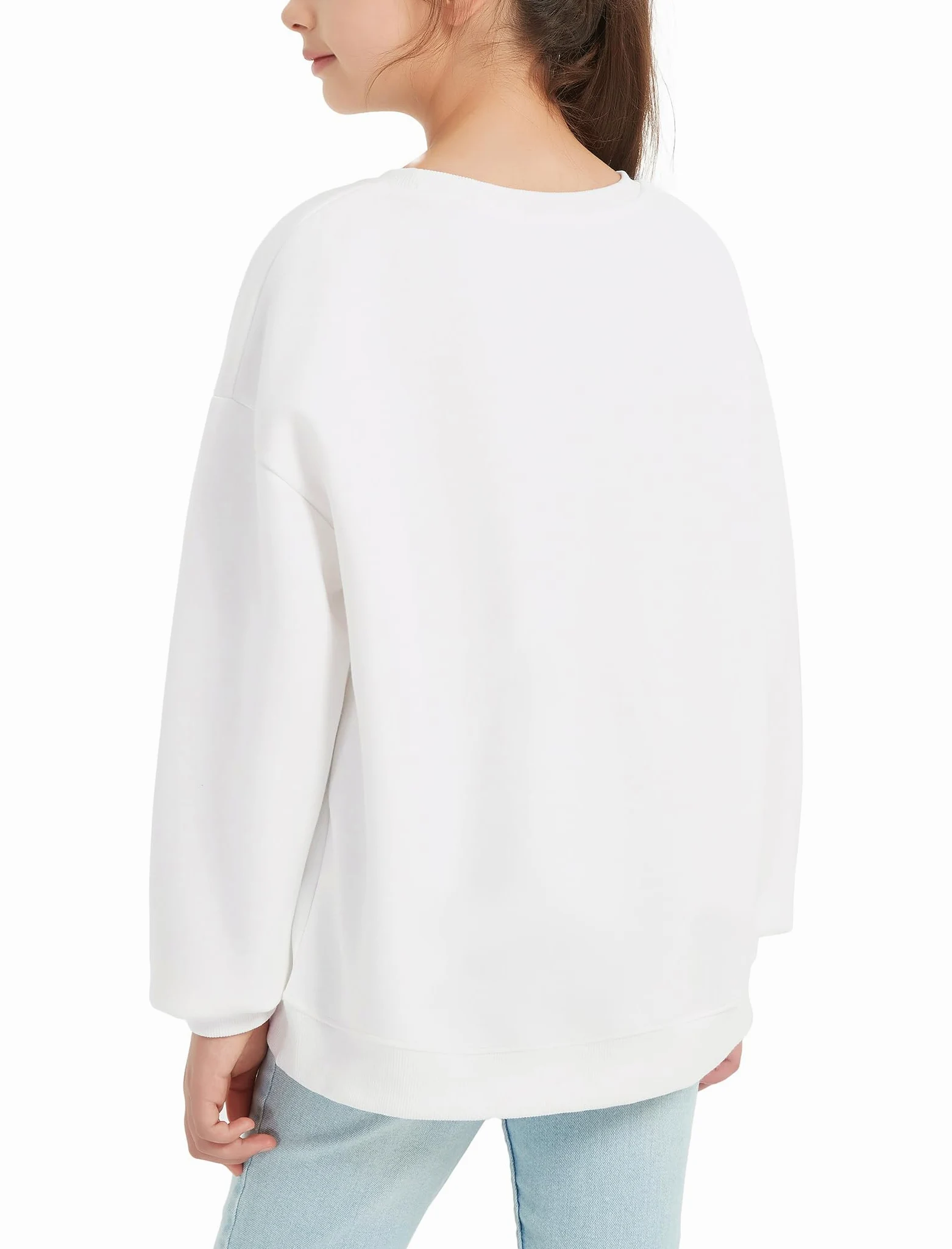 EXARUS Sudadera con capucha para niñas, de gran tamaño, con estampado de letras, cuello redondo, manga larga, casual, para la escuela