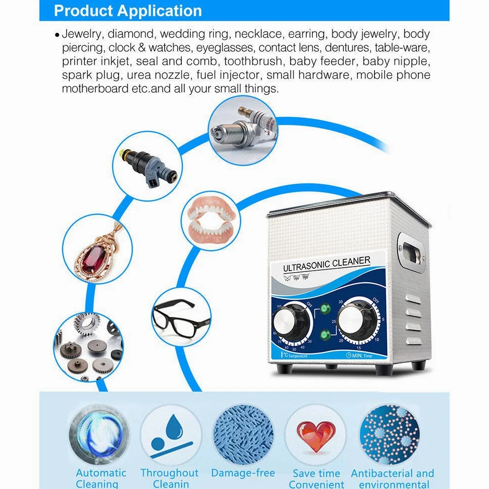 Limpiador ultrasónico Profesional de 2L/3,2L, Limpiador ultrasónico para baño, Limpiador de Joyas con Temporizador Digital, para Gafas/Joyas/Relojes/dentaduras postizas/Diamantes, etc., Uso comercia