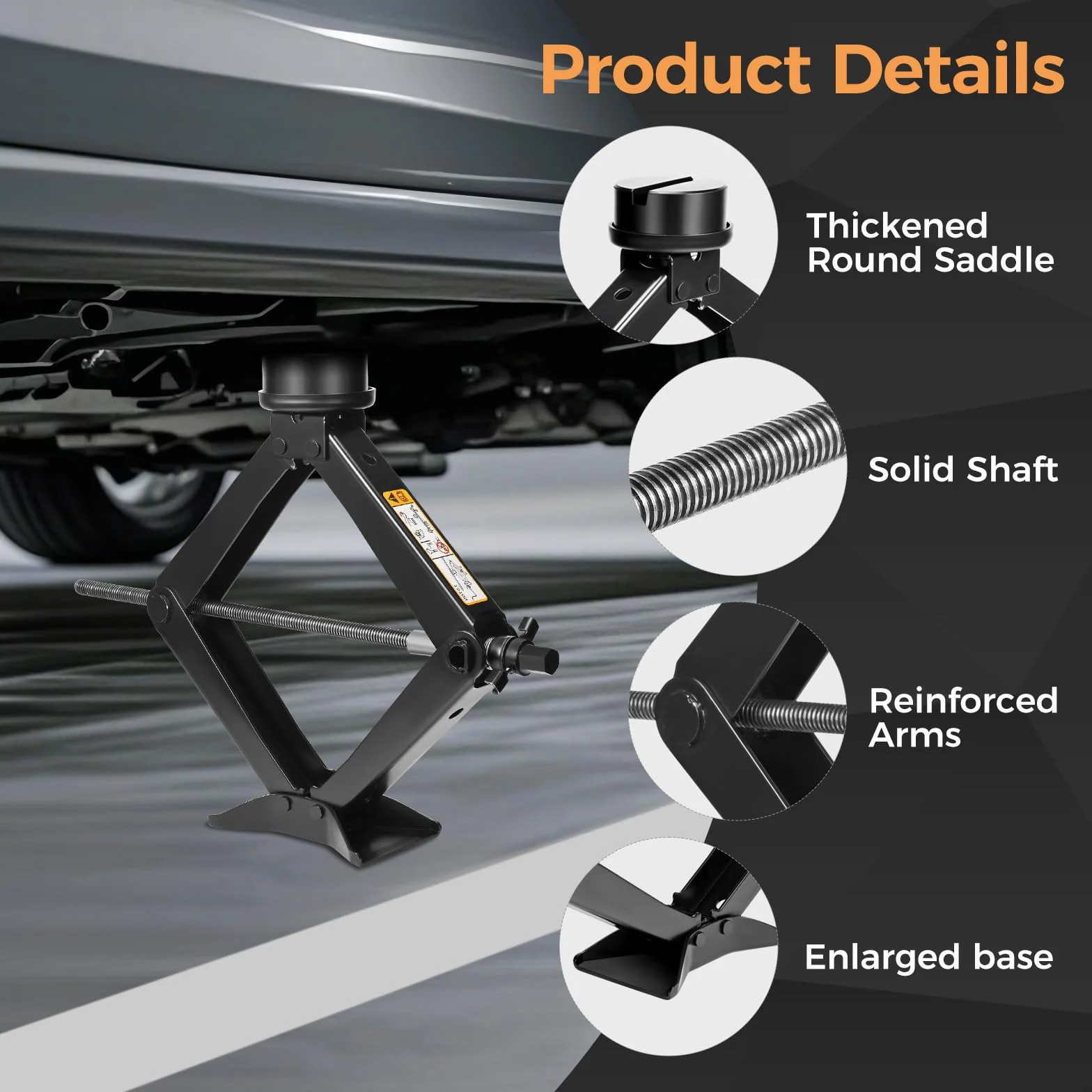 Gato hidráulico de tijera 3T 3000 kg universal 10-45 cm con 2 almohadillas de goma para SUV MPV Tesla