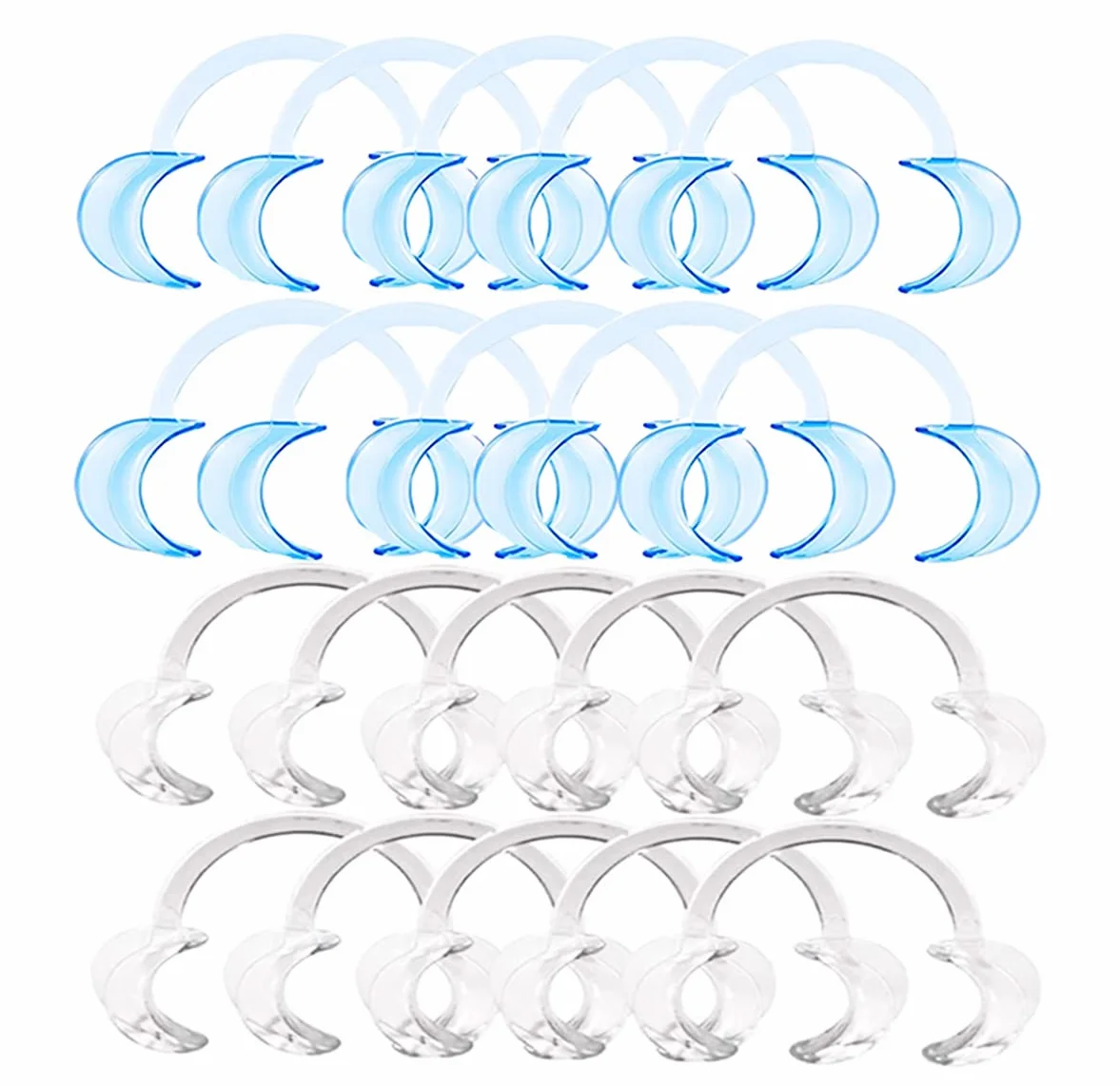 Biluer 30PCS Abridor de Boca Dental Retractor de Mejilla para Cirugía Dental y Blanqueamiento S/M/L Azul Blanco