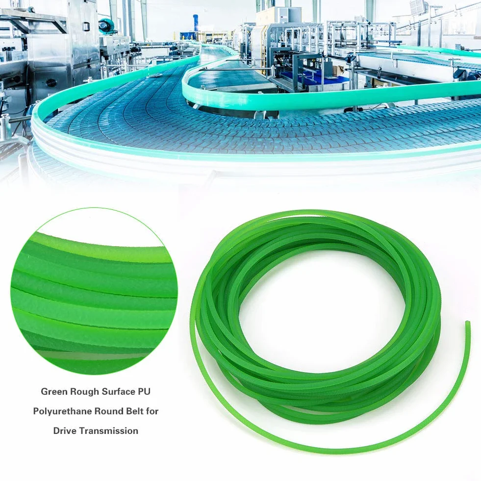 Correa redonda de poliuretano PU 3mm x 10m para transmisión, superficie rugosa, verde