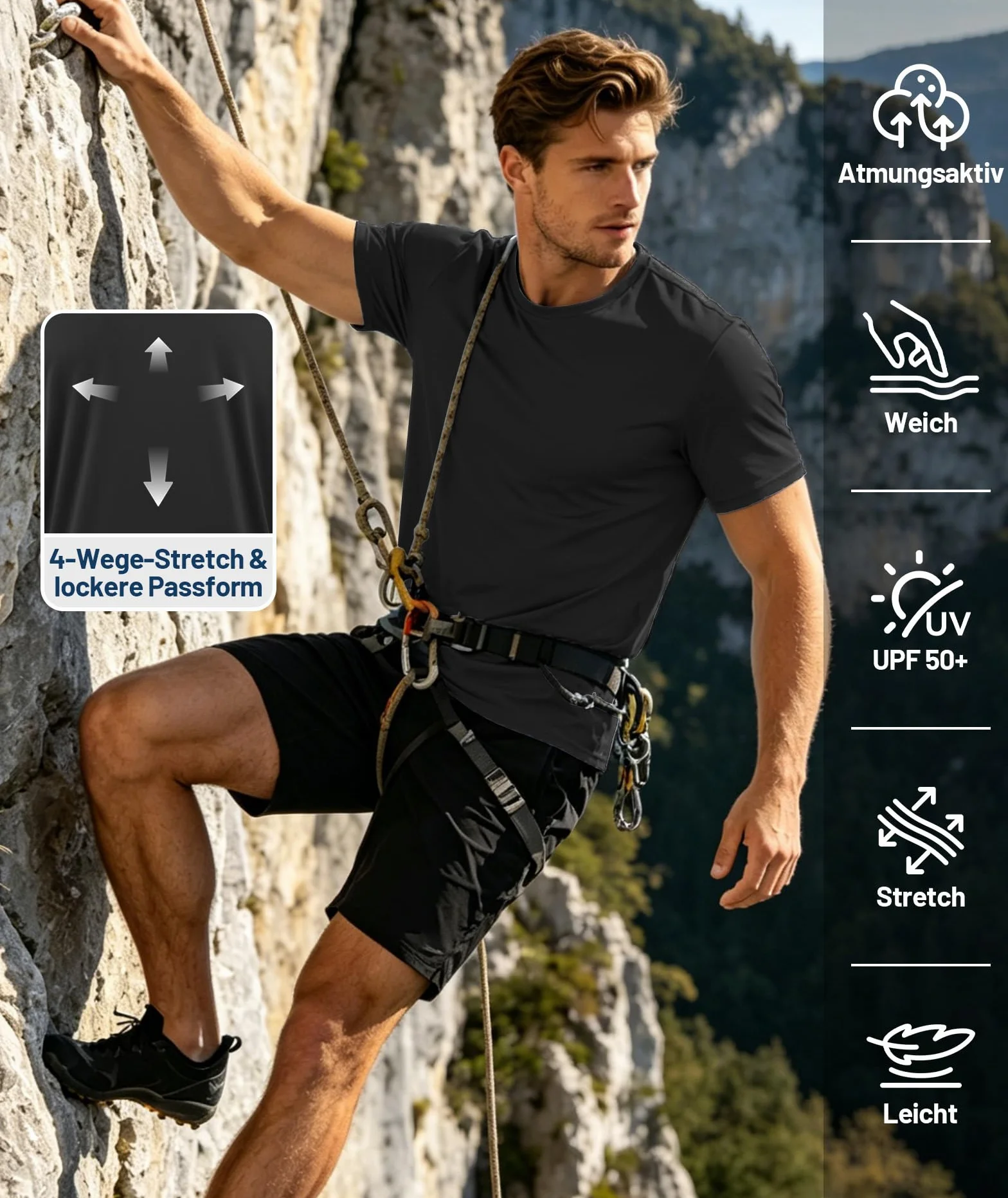 ZITY Rashguard UPF 50+ Manga Corta Hombre Deportes Acuáticos Secado Rápido Transpirable