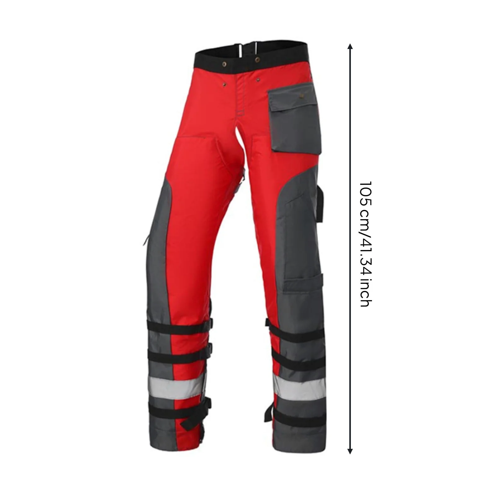Almencla Pantalones Anticorte Motosierra Pantalón Protector para Tronchado Delantal con Correas de Cintura y Pierna y Detalle Reflectante Adecuados para Tala y