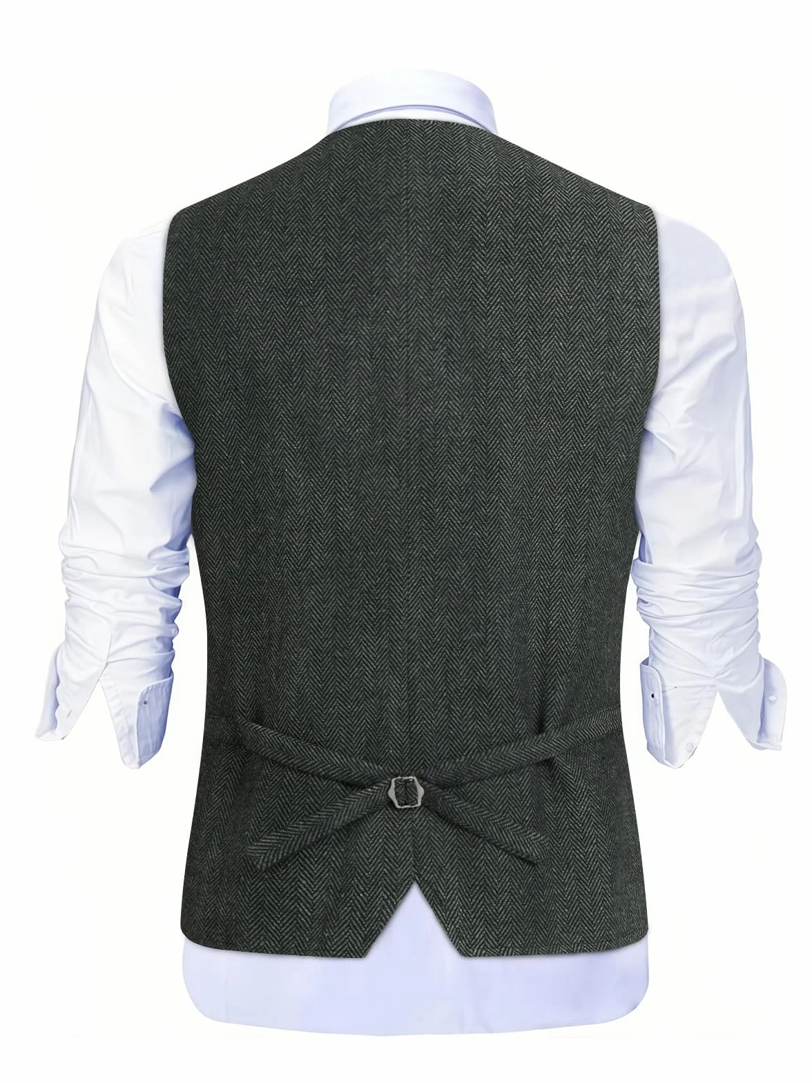 HISDERN Chaleco Traje Hombre Vintage Casual Chaleco Tweed de Lana Hombre para Boda Negocios con Bolsillos