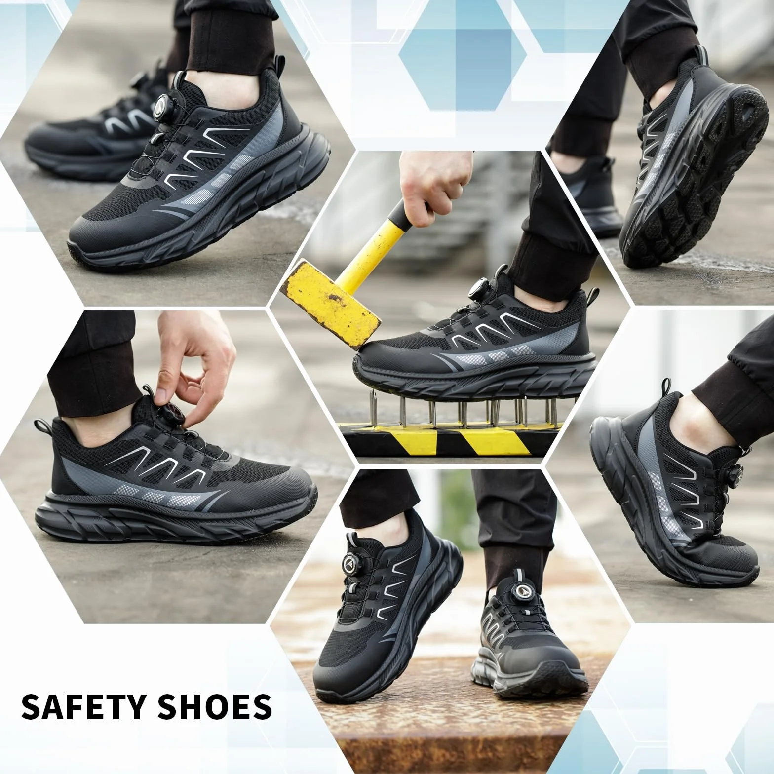Zapatos Seguridad Hombre Mujer Punteras Acero Transpirable Antideslizante Trabajo Ligeros