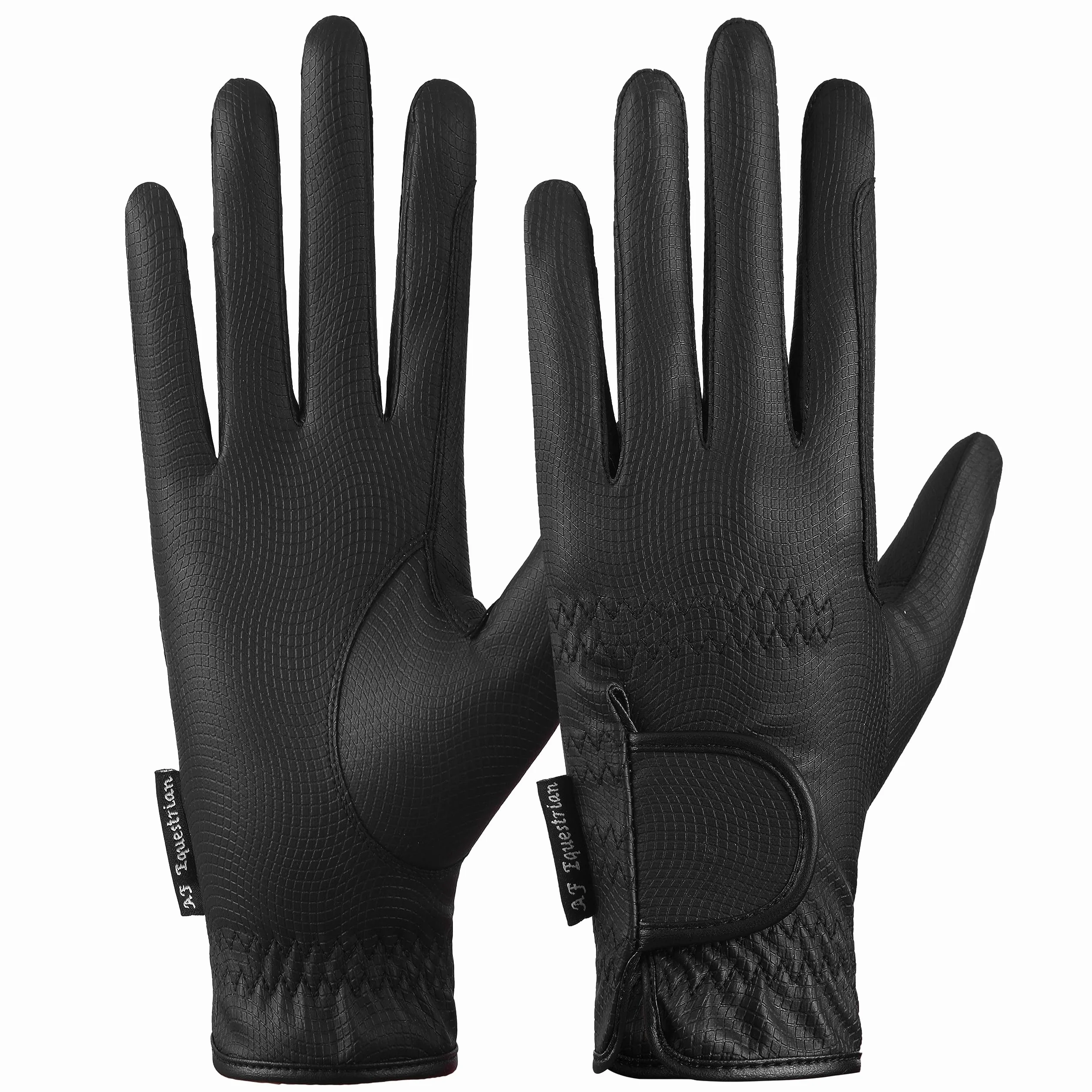 Synthetic Leather Equestrian Ladies Horse Riding Gloves Black Women's Pony Riding Gloves Black