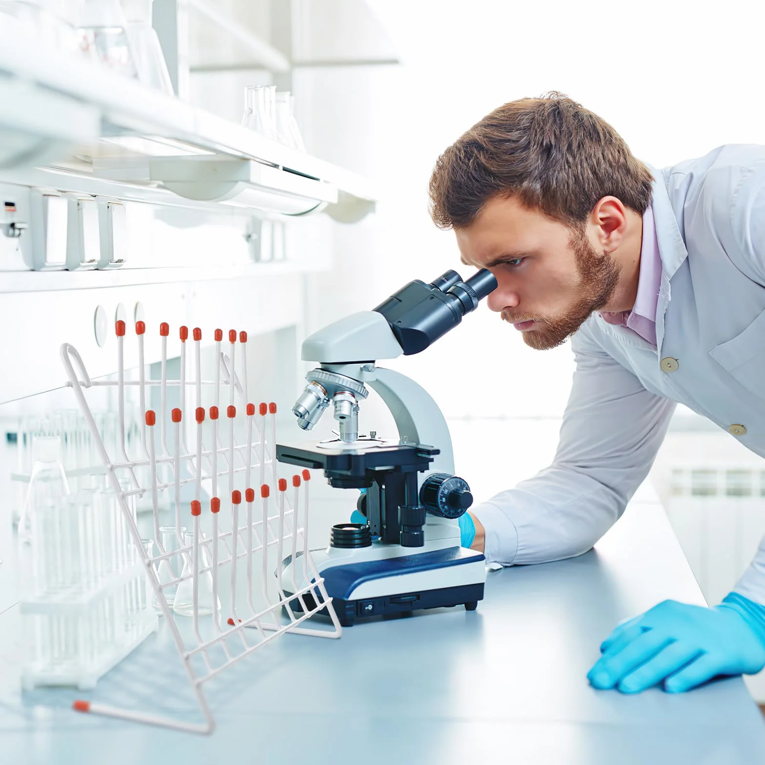 MAGICLULU Escurridor de Laboratorio Metálico 24 para Secado de Tubos y Cristalería