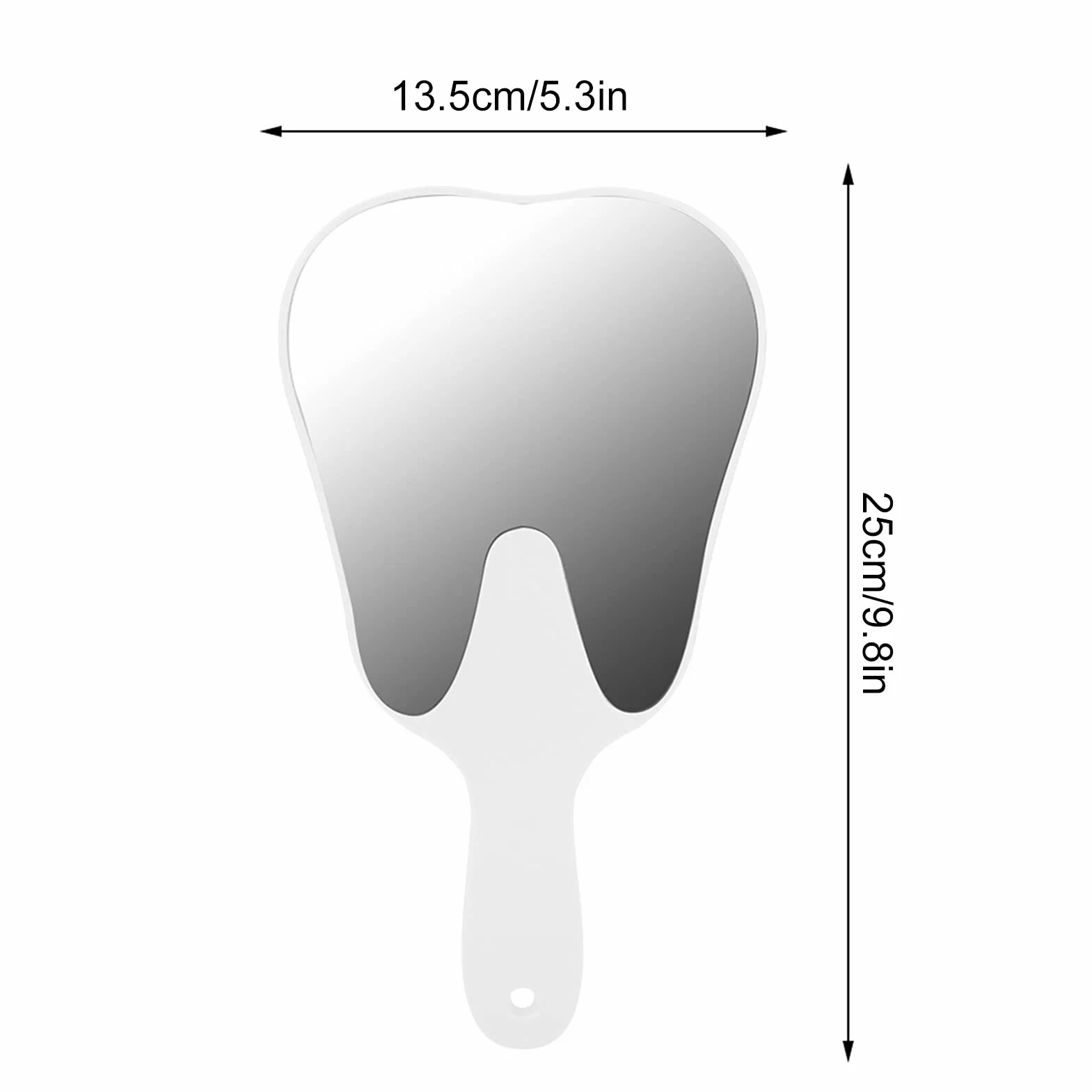 Espejo dental en forma de dientes 25 x 13,5 cm resina cristal