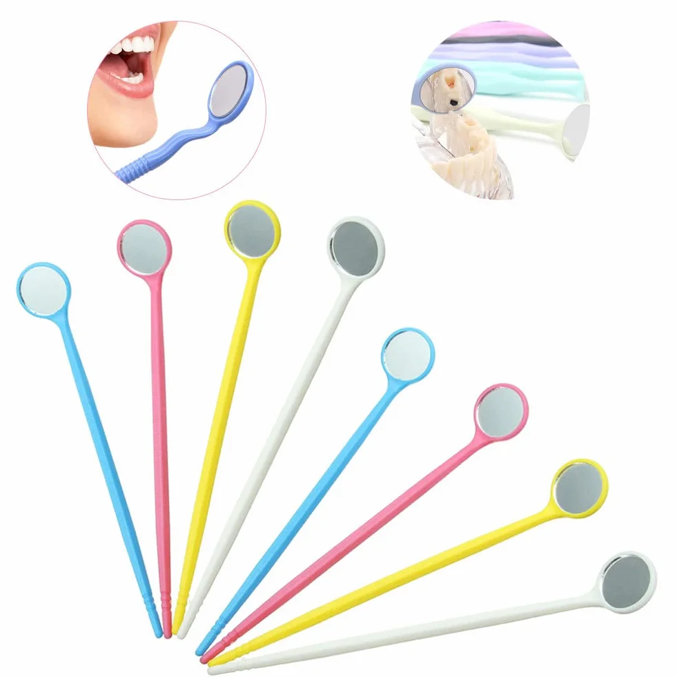 Espejo dental desechable antivaho 100 piezas mango PC herramienta ligera quitar placa dental