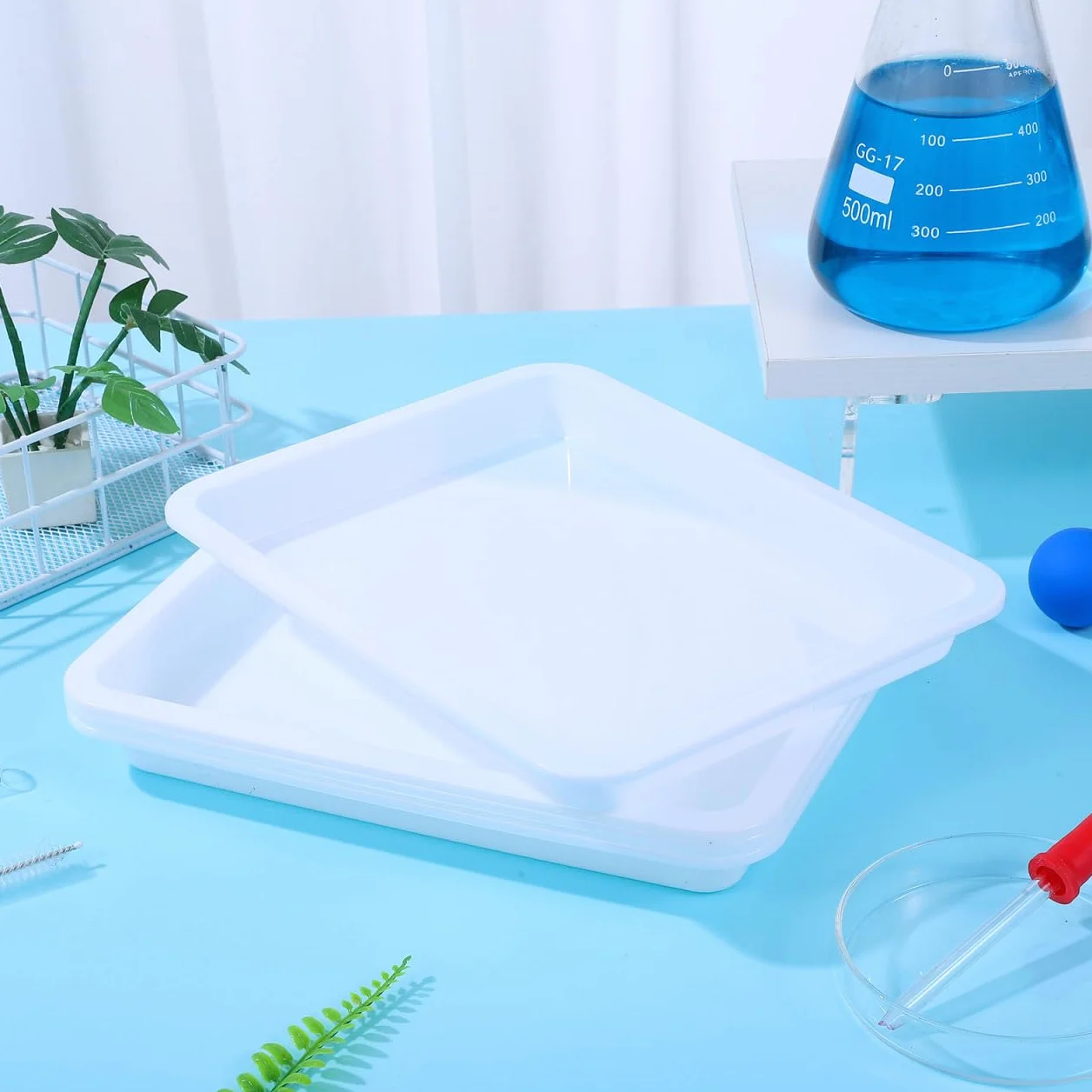 Bandejas Laboratorio Trayectoria Resistente Ácidos y Álcalis 4 Piezas Experimentos Químicos
