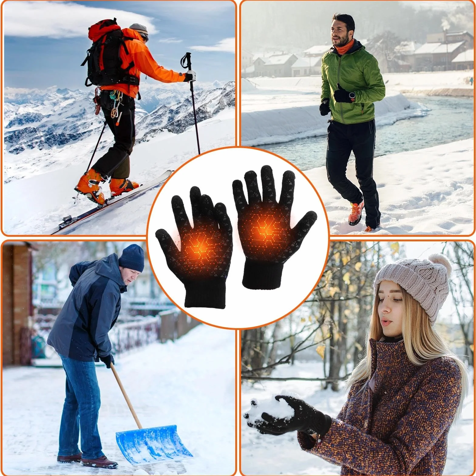 HENGBIRD Guantes calefactables USB eléctricos con pantalla táctil para invierno esquí ciclismo