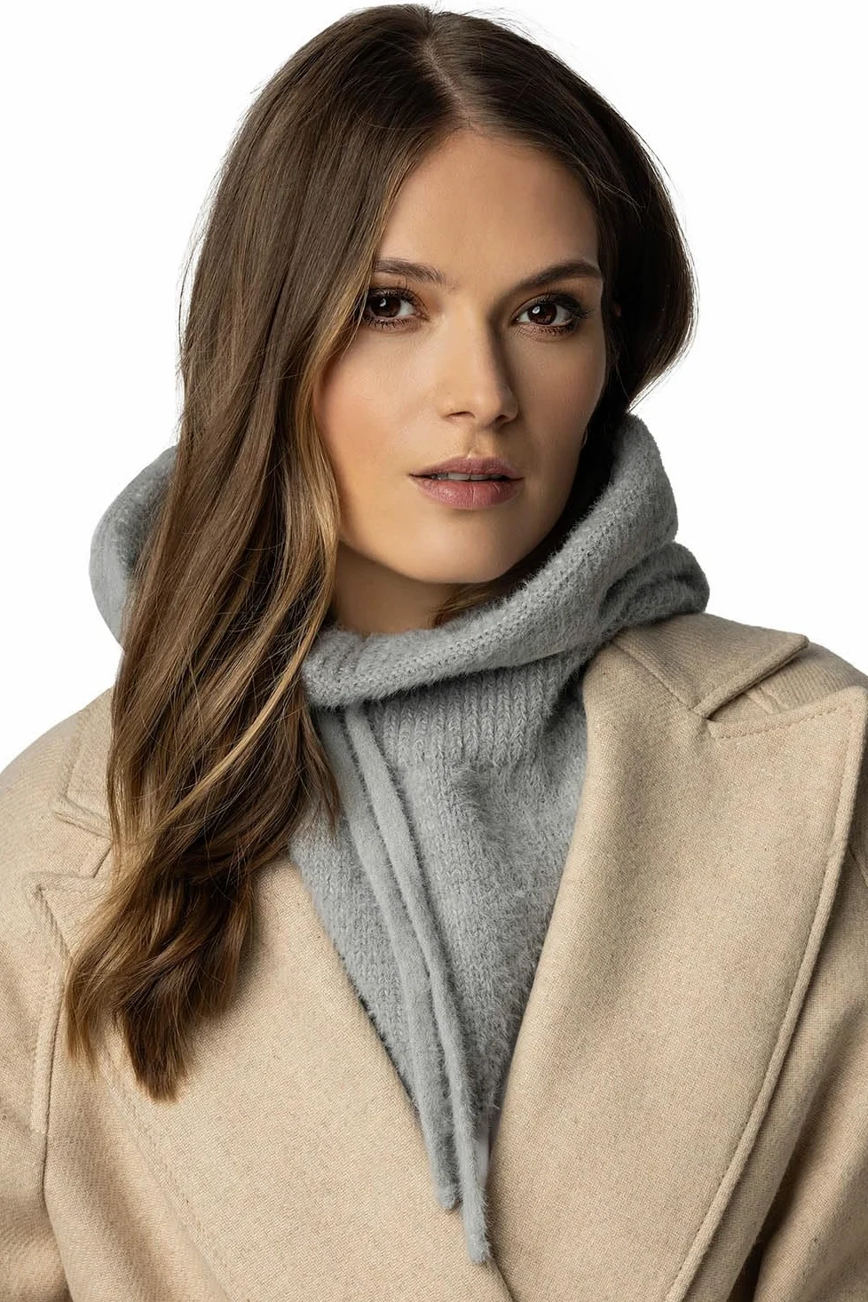 Vivisence Capucha De Invierno para Mujer Elegante Que Combina Gorro Y Bufanda En Uno con Cordón De Ajuste Y Parte Delantera Alargada para Máxima Protección contra El Frío