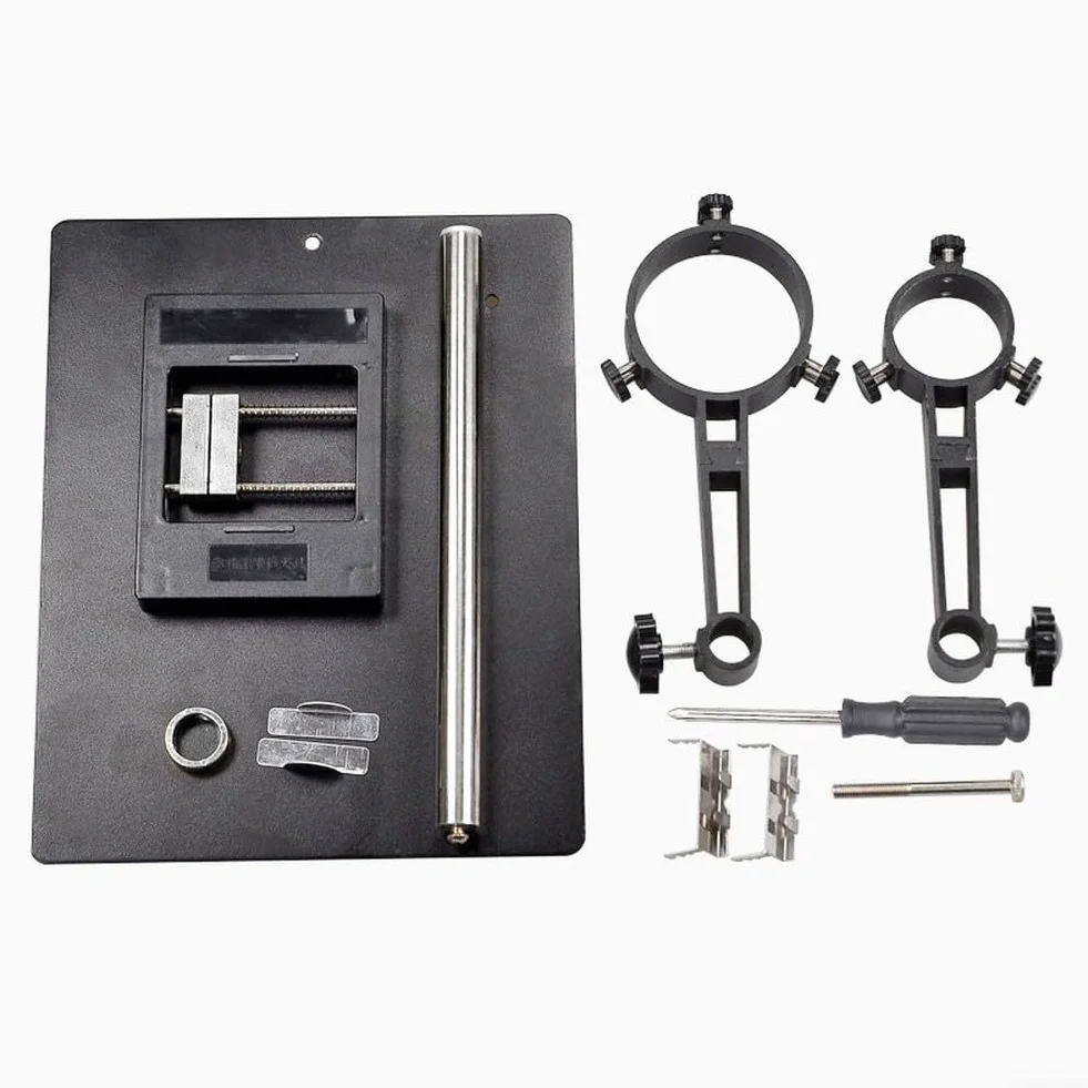 Soporte ajustable para pistola de calor, plegable 360°, base de abrazadera acero inoxidable