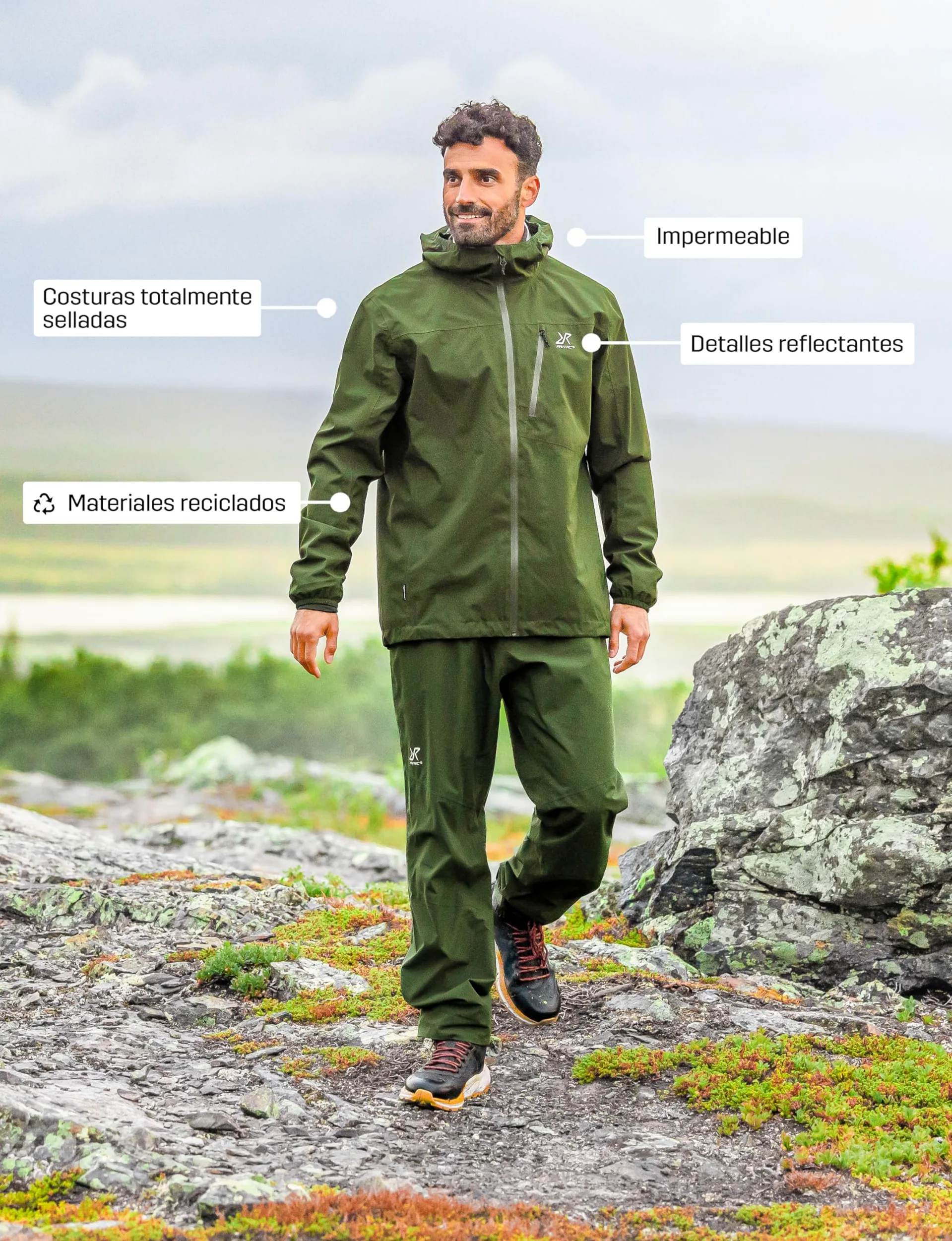 RevolutionRace Vector 2L Jacket para Hombre, Chaqueta Impermeable y Cortaviento para Senderismo