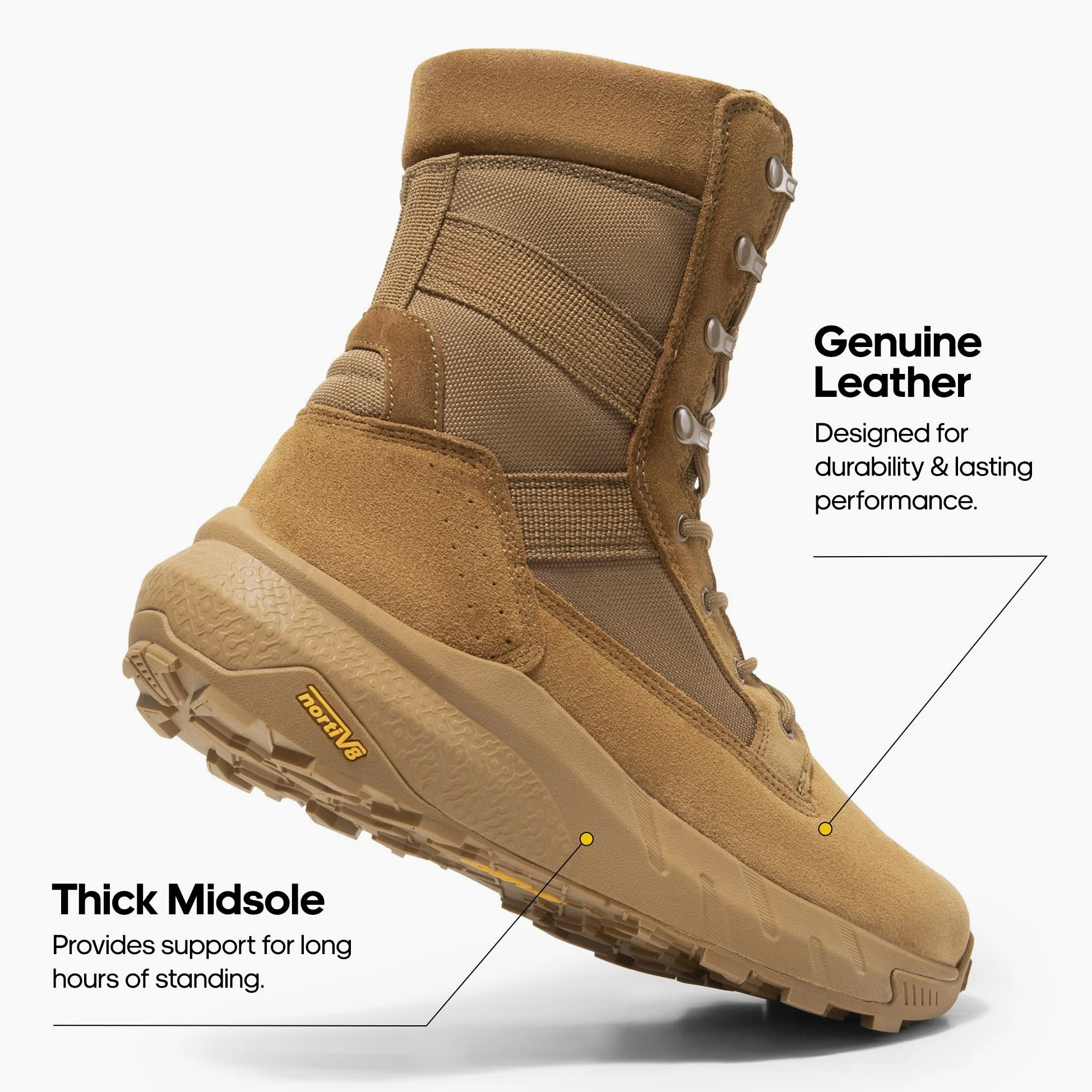 NORTIV 8 Botas de Tácticas Militares para Hombre con Cremallera Lateral Botas Policiales de Combate de Motocicleta