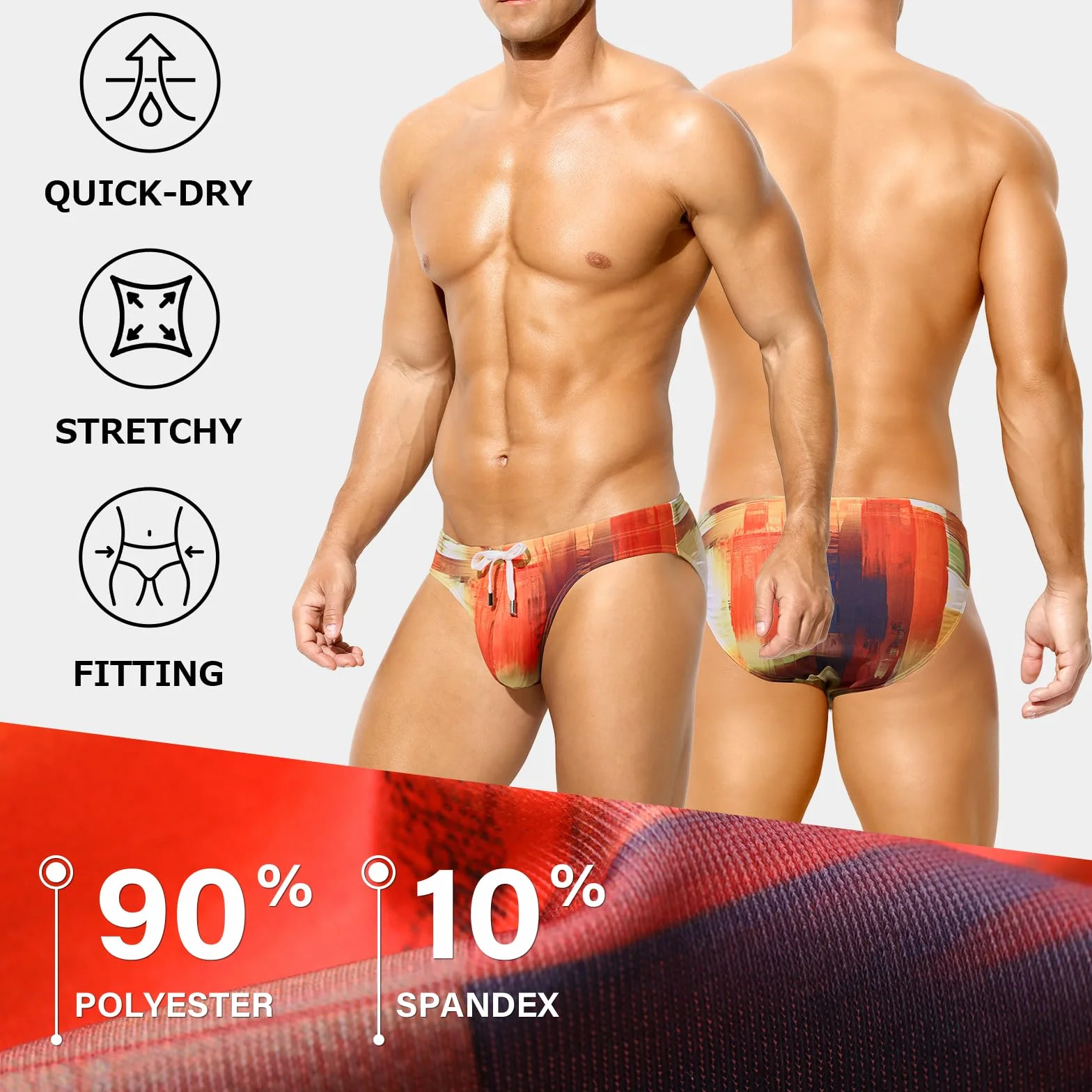 Bañador Slip Hombre Bañador de Natación con Estampado Traje de Baño Secado Rápido Slip de Playa para Hombre con Cordón Ajustable