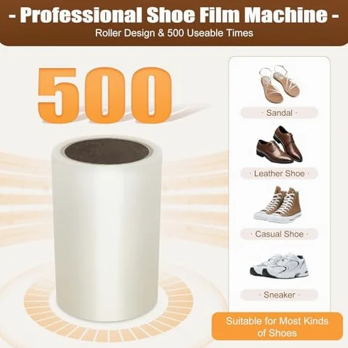 Dispensador automático de la cubierta del zapato, máquina de la película impermeable desechable accionada por el pedal manual para la oficina en casa, incluye el rollo del PE del recuento 500, solució