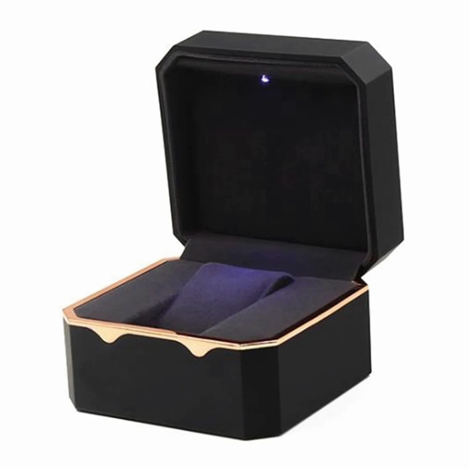 XBTGS Caja expositora octogonal con borde dorado para reloj, caja de almacenamiento de luz, caja de almacenamiento de joyas, anillos, pulseras, joyas y relojes, cajas de relojes para hombres
