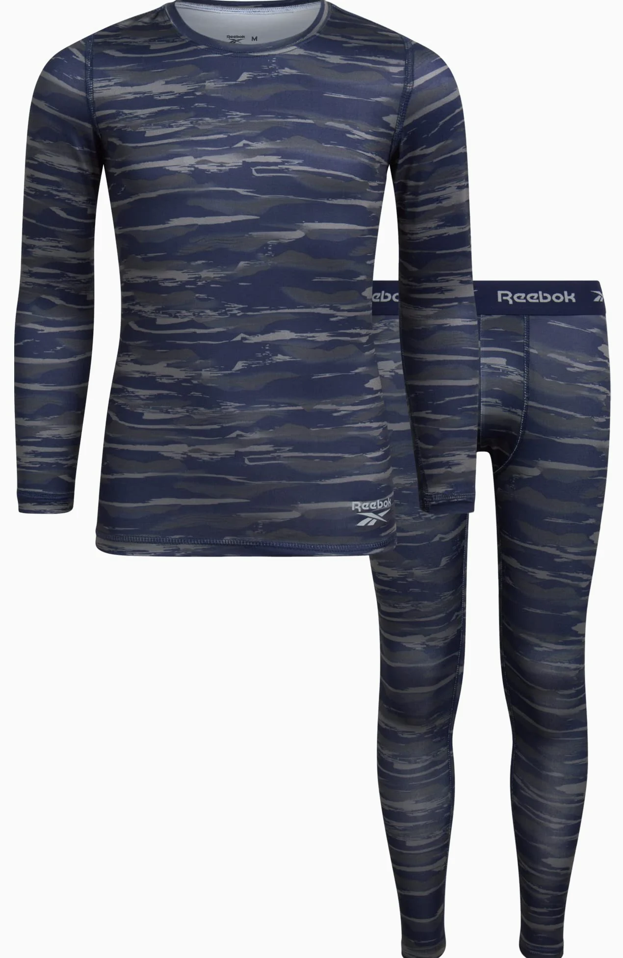 Reebok Conjunto de ropa interior térmica para niños – Camiseta de manga larga con capa base y pantalones largos John
