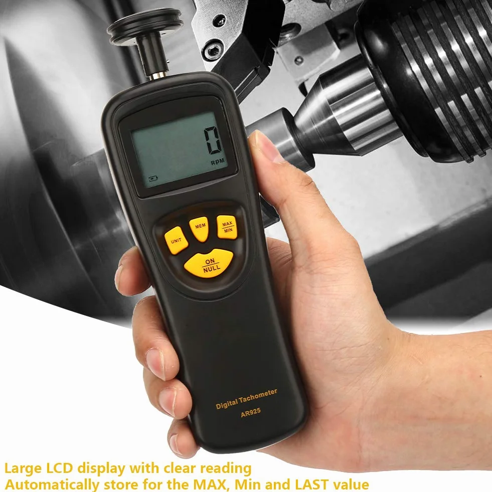 SMART SENSOR Tacómetro Digital 0.5~19999 RPM Contacto Medidor de Rotación LCD