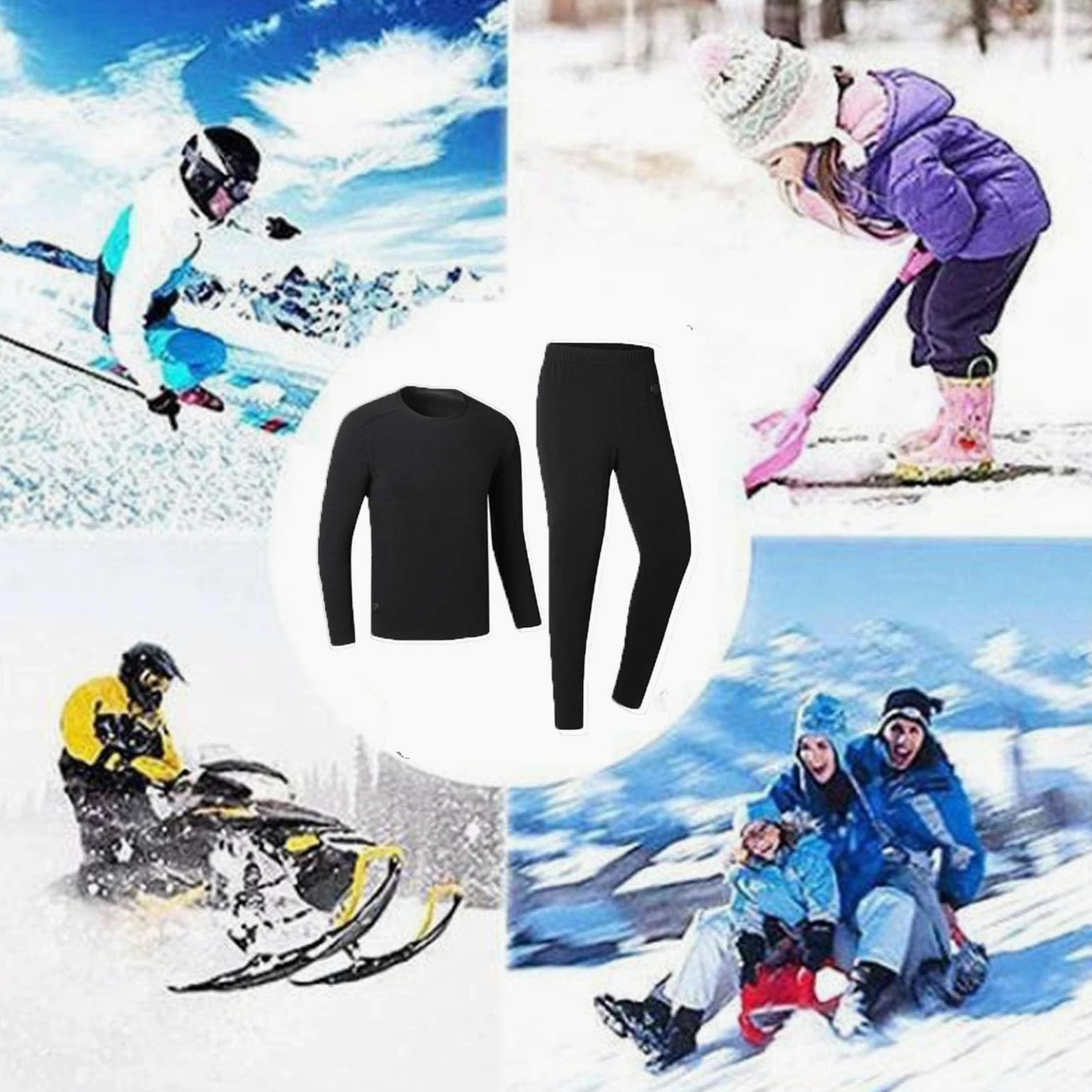 Conjunto de Ropa Interior Térmica Calefactables, Conjunto de Ropa Interior Térmica Elástica, 42 Zonas de Calentamiento, 3 Controles de Temperatura, para Esquí, Motos, Caza