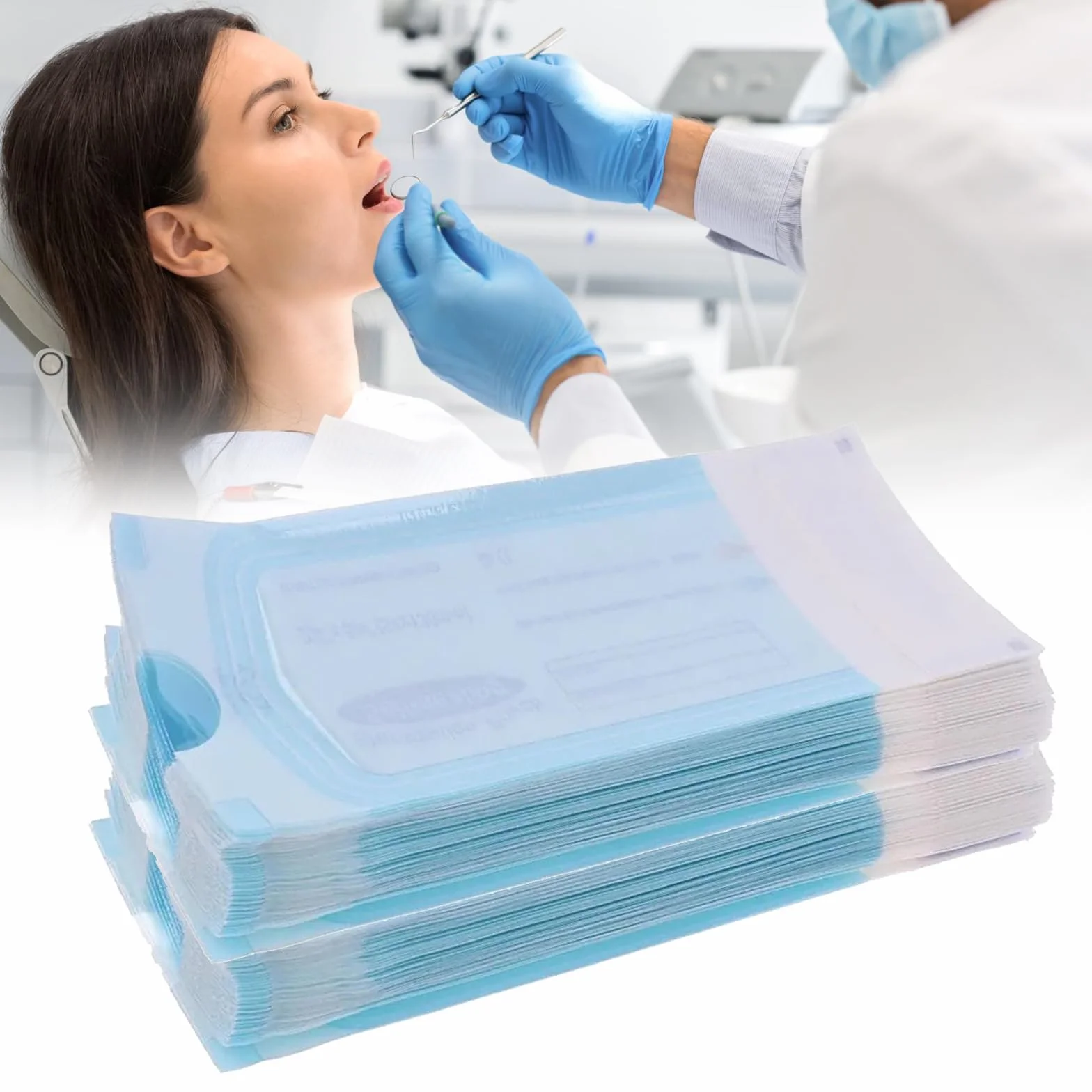 Bolsa de Esterilización Dental 200pcs 57x130mm Auto Sellado