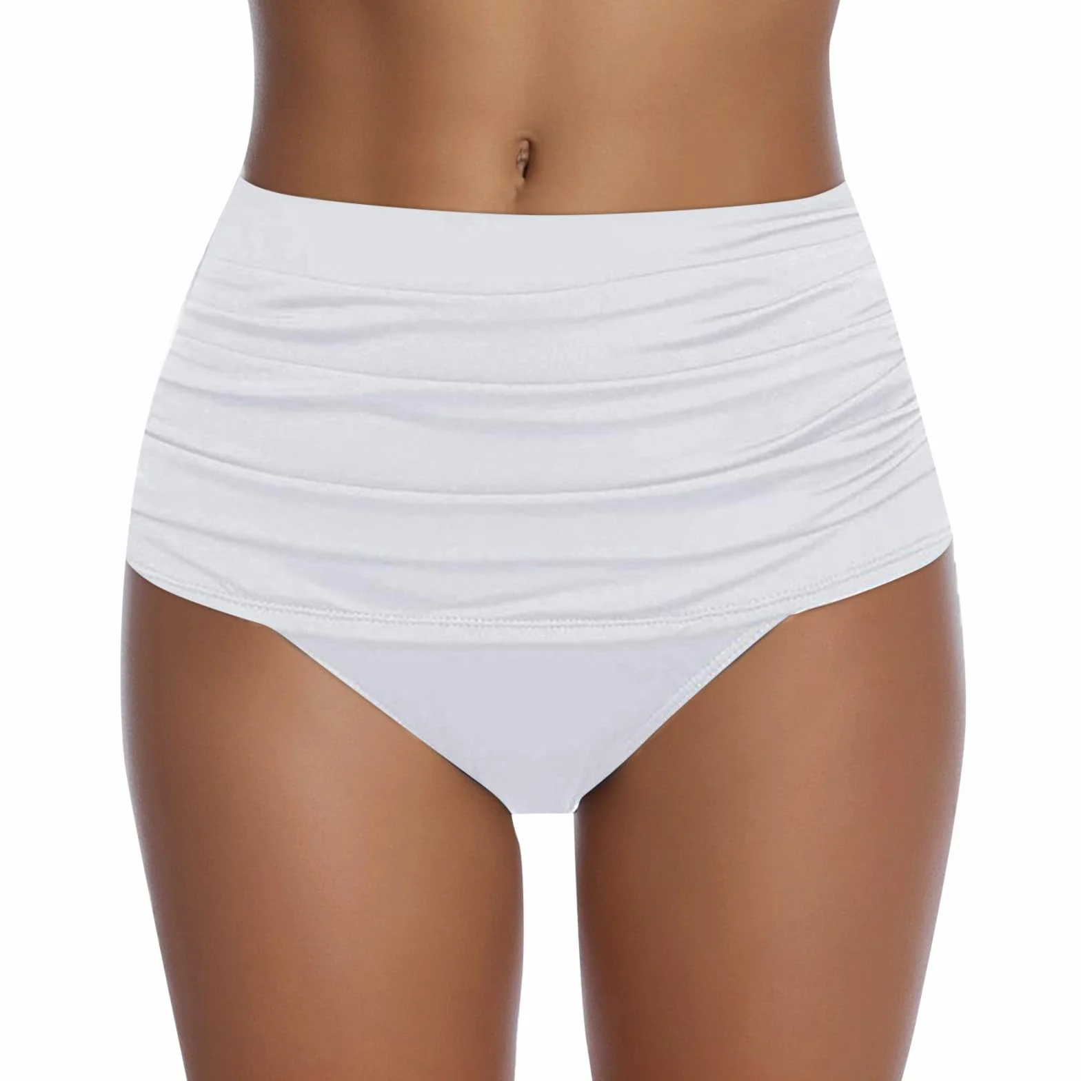 Bikini Mujer Culotte Talle Alto Drapeado Reductora Abdomen Natación Slip de Baño