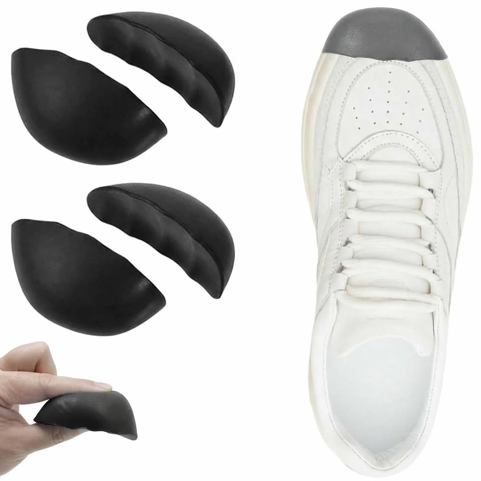 Pack de 2 Pares de Relleno para Zapatos Grandes, Ajustador de Talla de Calzado Reutilizable, Almohadillas Suaves para Puntera de Calzado Holgado, Talla M, Negro