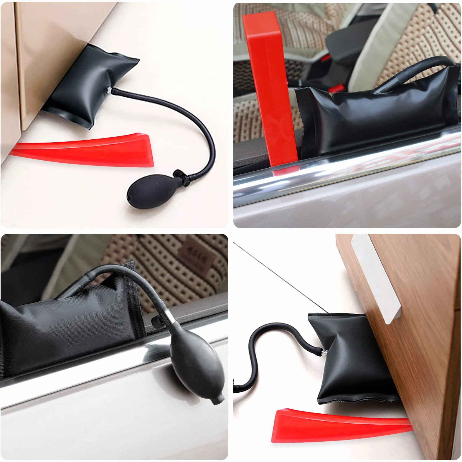 Nizirioo Air Pump Wedge 4 Piezas, Bomba De Aire Cuña, Cuña De Aire De Bomba Con Herramienta Alineación Roja Para Puerta Ventana