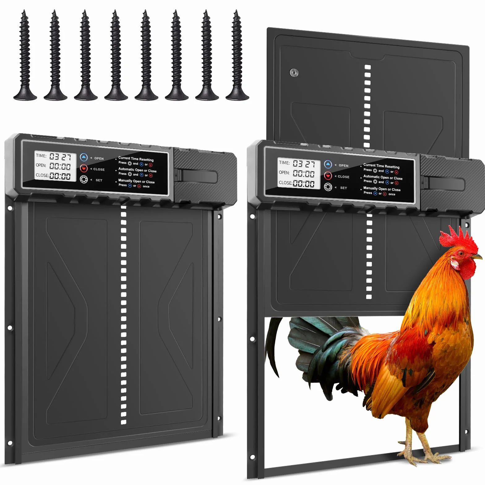 Talifoca Puerta Automática Gallinero con Pantalla LCD, Anti-atrapamiento, Temporizador