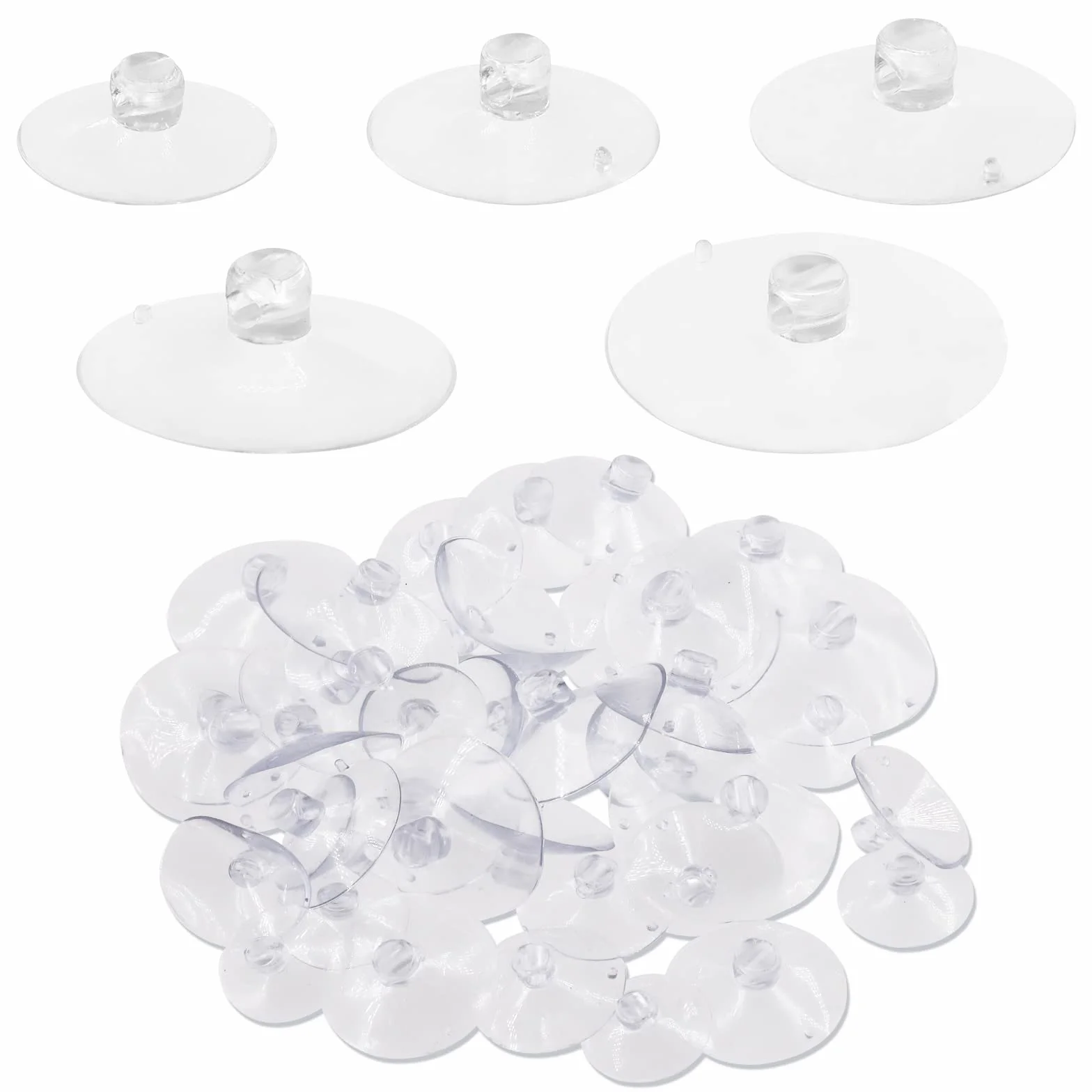 Swpeet Juego de 80 ventosas transparentes de 5 tamaños 1-9/5 pulgadas Kit surtido para ducha