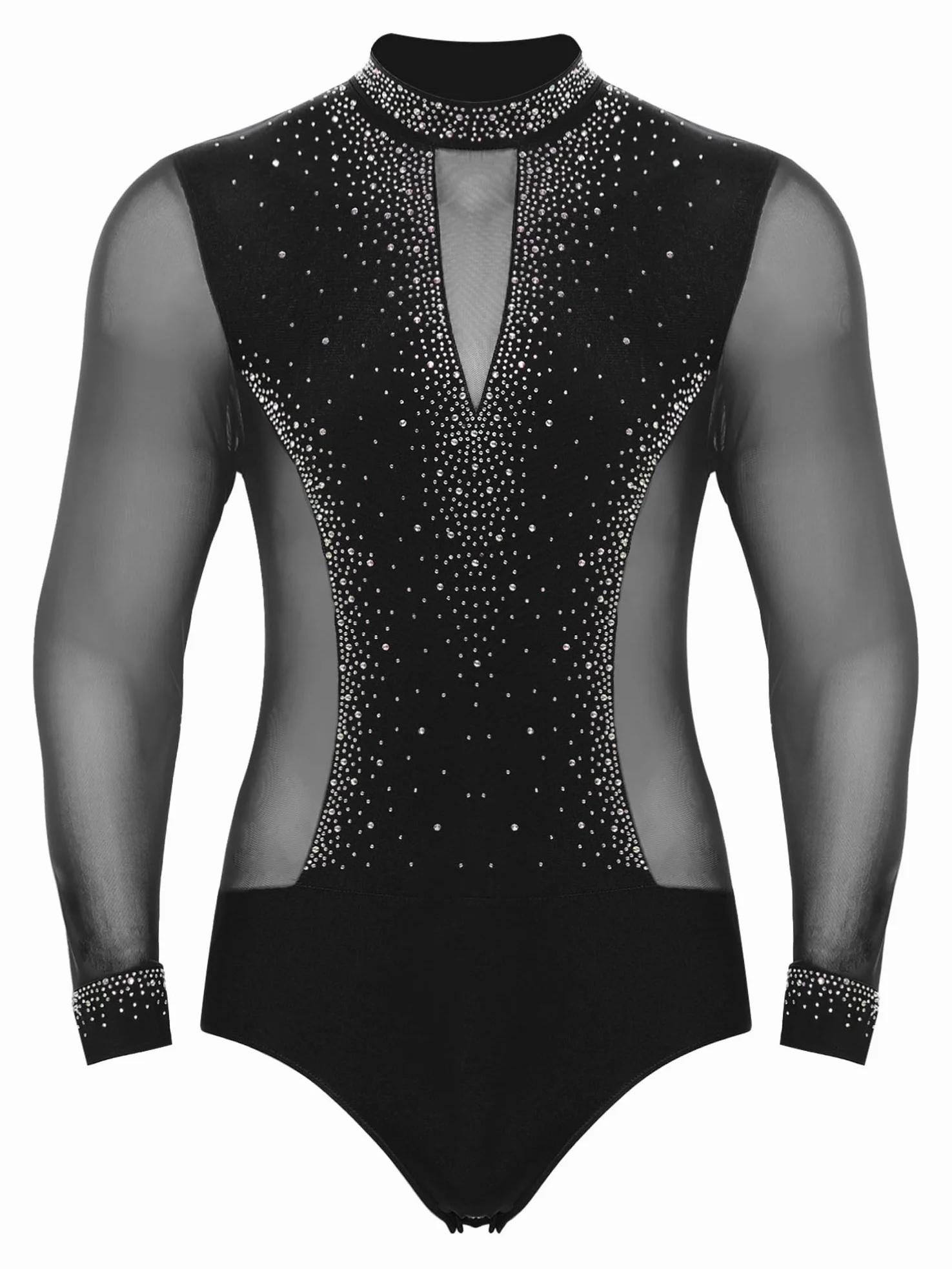 Aislor Leotardo Brillantes Para Hombre Mono Deportivo De Pantanaje Artístico Body Manga Larga Leotardo Gimnasia Rítmica Competición