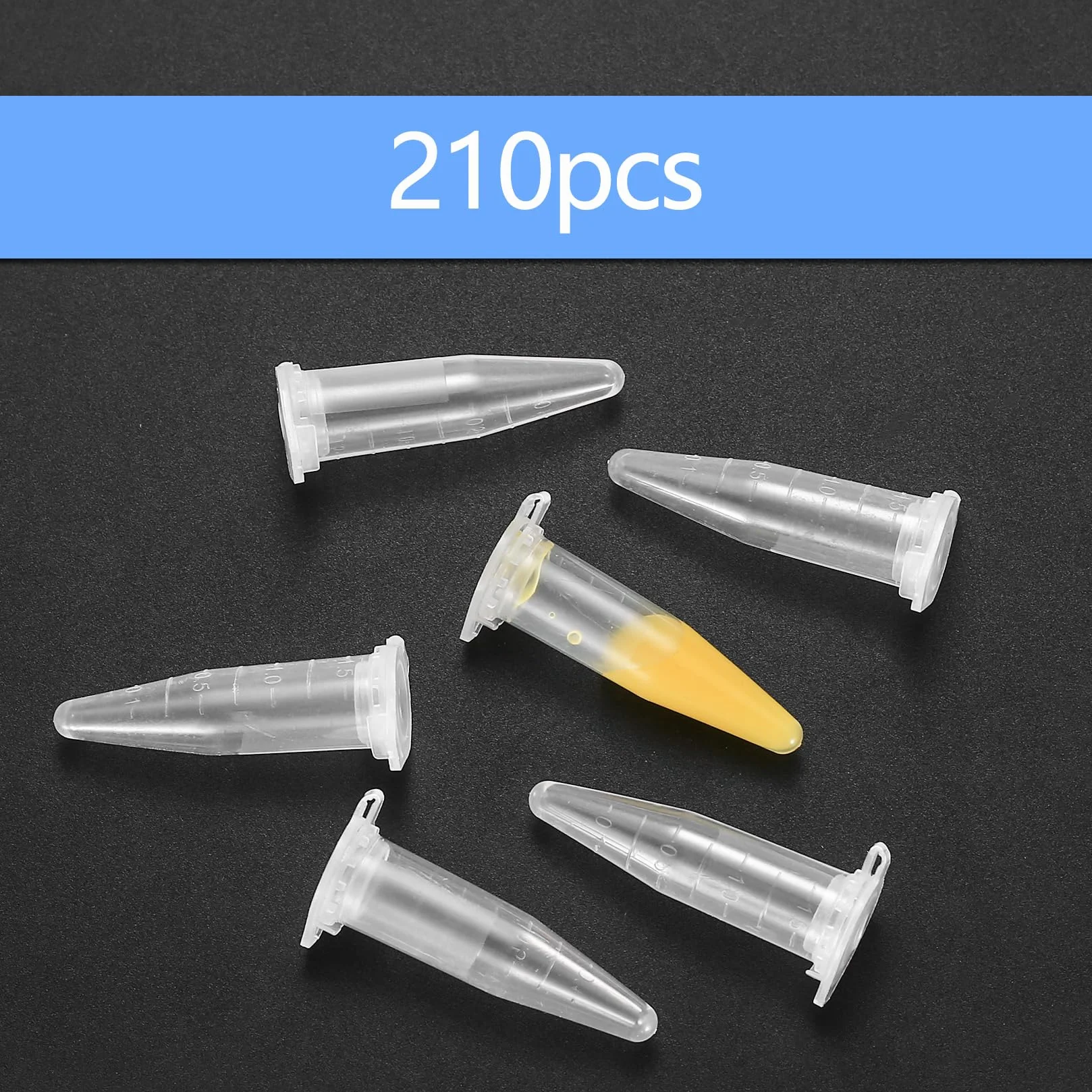 Tubos de Centrífuga 1,5 ml 210 Pcs Plástico Transparente con Tapa a Presión para Laboratorio
