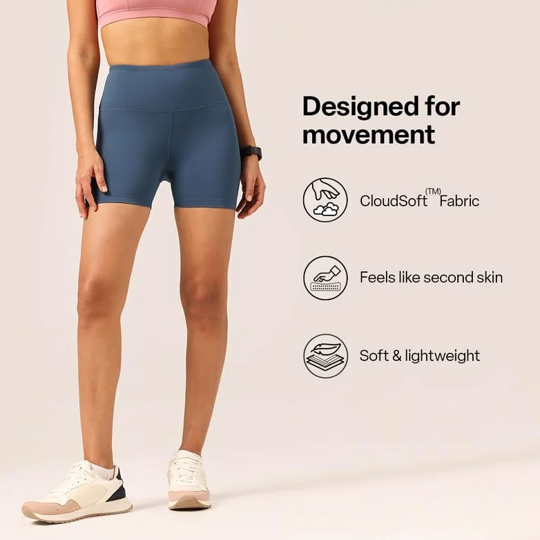 BlissClub Ultimate Shorties Lite - Pantalones cortos de gimnasio para mujer, entrenamiento, pantalones cortos deportivos, pantalones cortos de natación y faja moldeadora para abdomen, cintura alta y