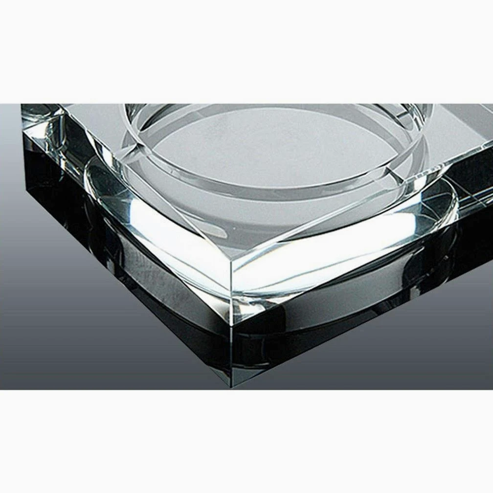 Cenicero cuadrado de cristal – Cenicero pequeño decorativo de cristal transparente para interiores y exteriores – 3.9 pulgadas – Accesorio creativo para el hogar para uso doméstico
