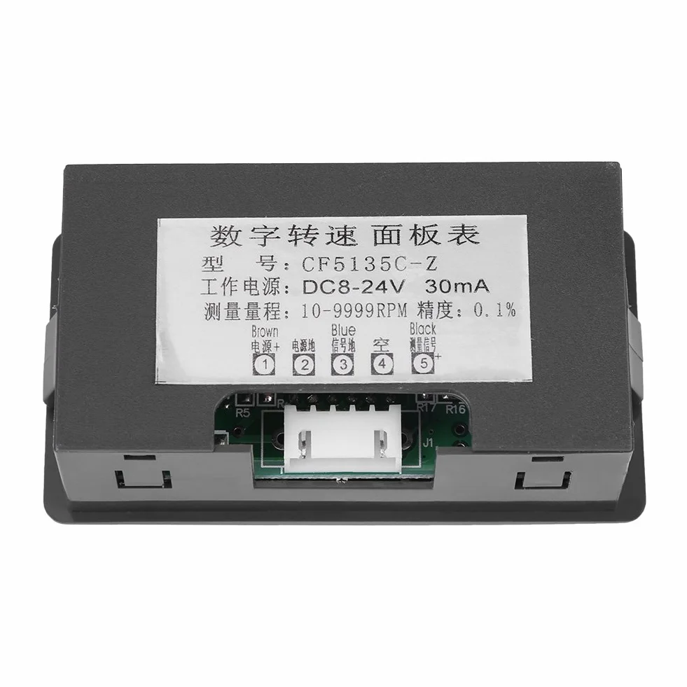 Tacómetro de Panel LED 4 Dígitos NPN Rojo/Azul con Sensor de Proximidad Efecto Hall