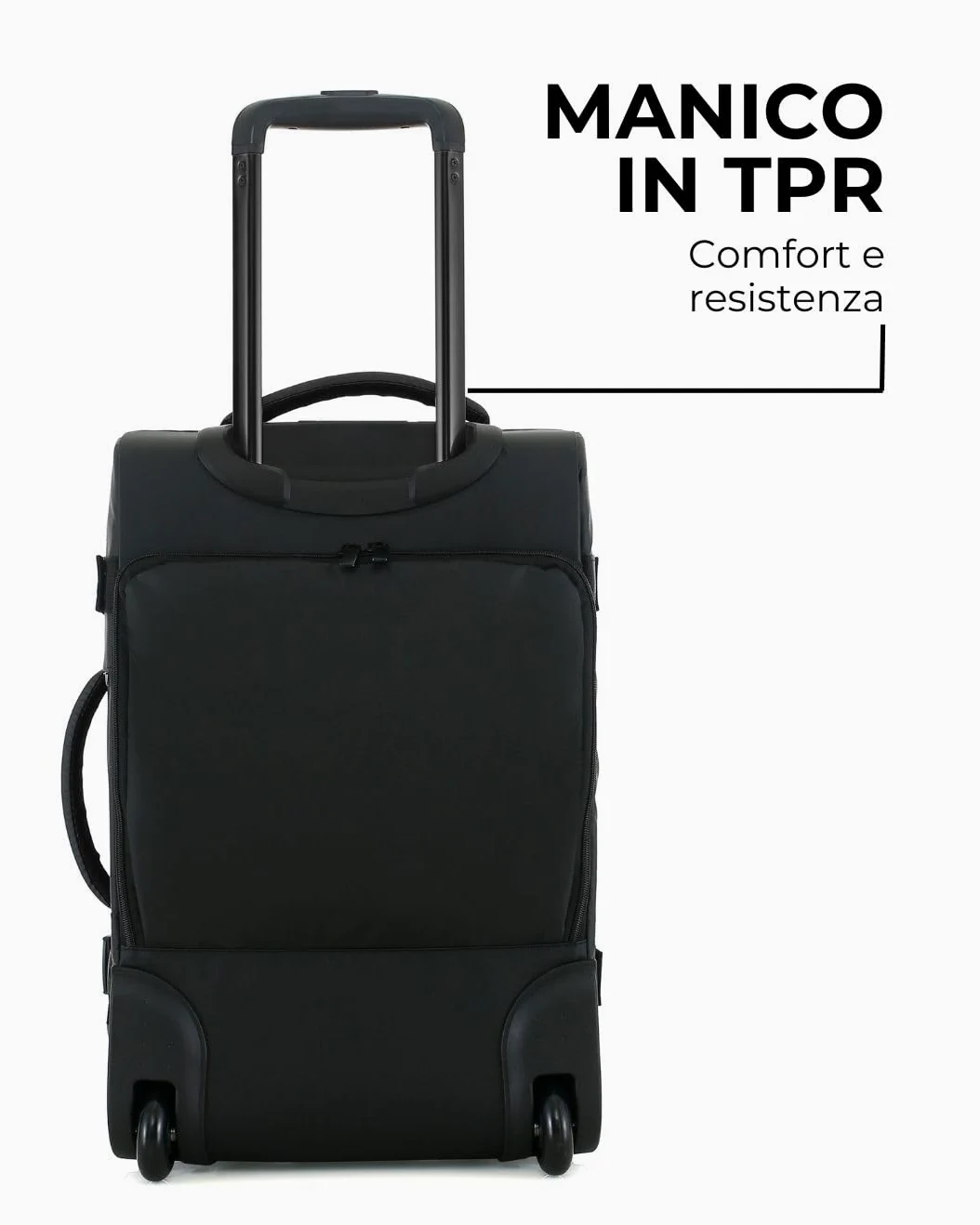 Nomad - Mochila trolley de viaje 2 en 1, convertible mochila/maleta, negra, poliéster impermeable, 55 x 35 x 20 cm, con ruedas deslizantes y cierre TSA