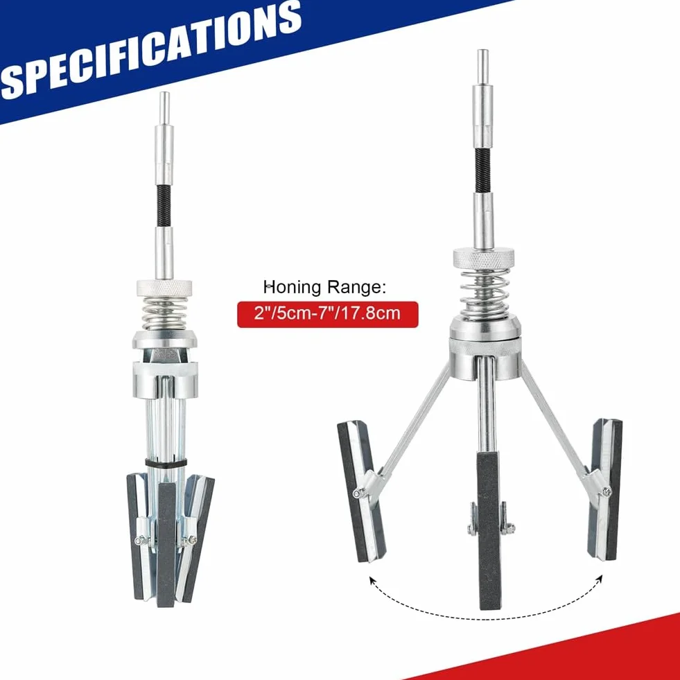 Desglasador Ajustable para Rectificar Cilindros de Motor 2-7 Pulgadas con 3 Piedras Reemplazables