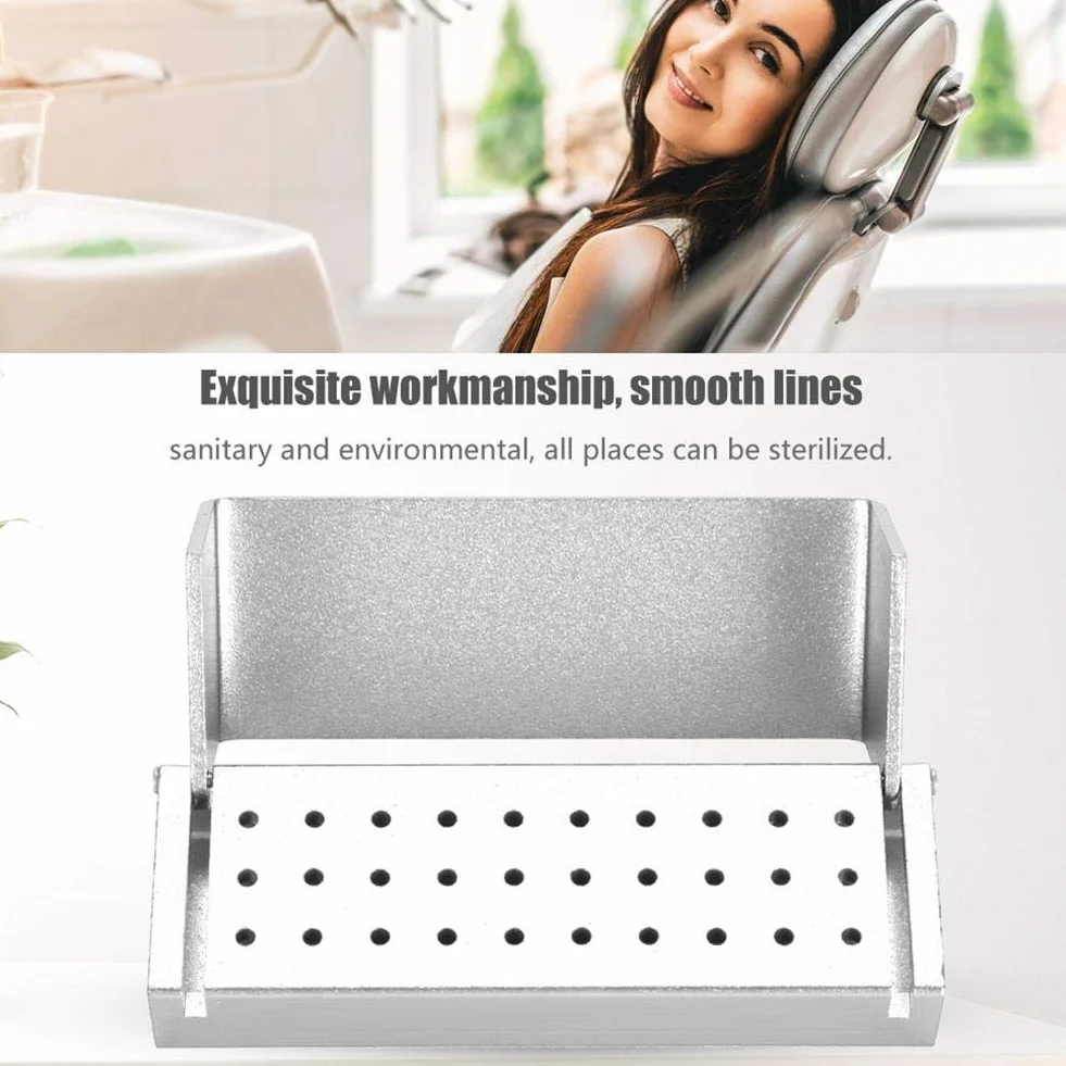 Caja de desinfección dental aluminio 30 agujeros Portafresas autoclavable