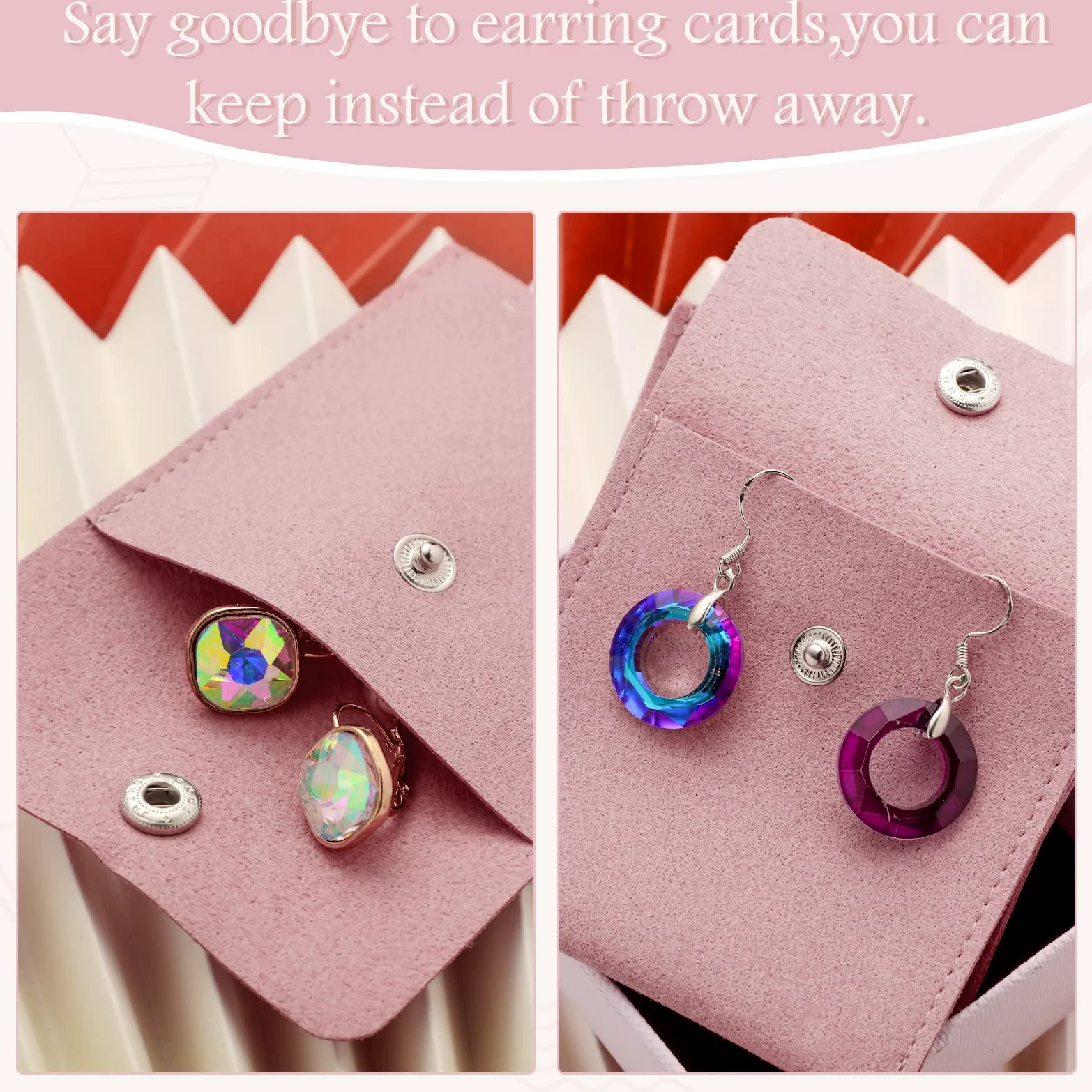 Bonuci Bolsa de microfibra para joyas, 8 x 8 cm, bolsa de embalaje de joyería, bolsa de regalo pequeña de lujo, botón a presión con divisor, bolsa de microfibra para embalaje de pulseras y collares